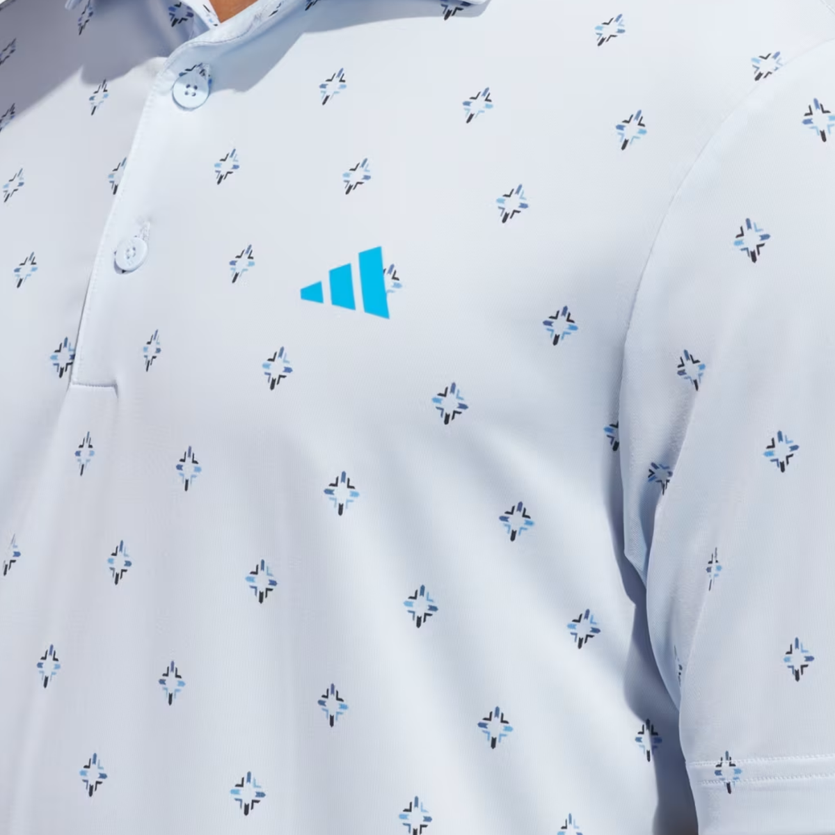 Adidas 2026 PGA Championship Essence Print Climacool Polo in Light Blue - Pattern Close Up