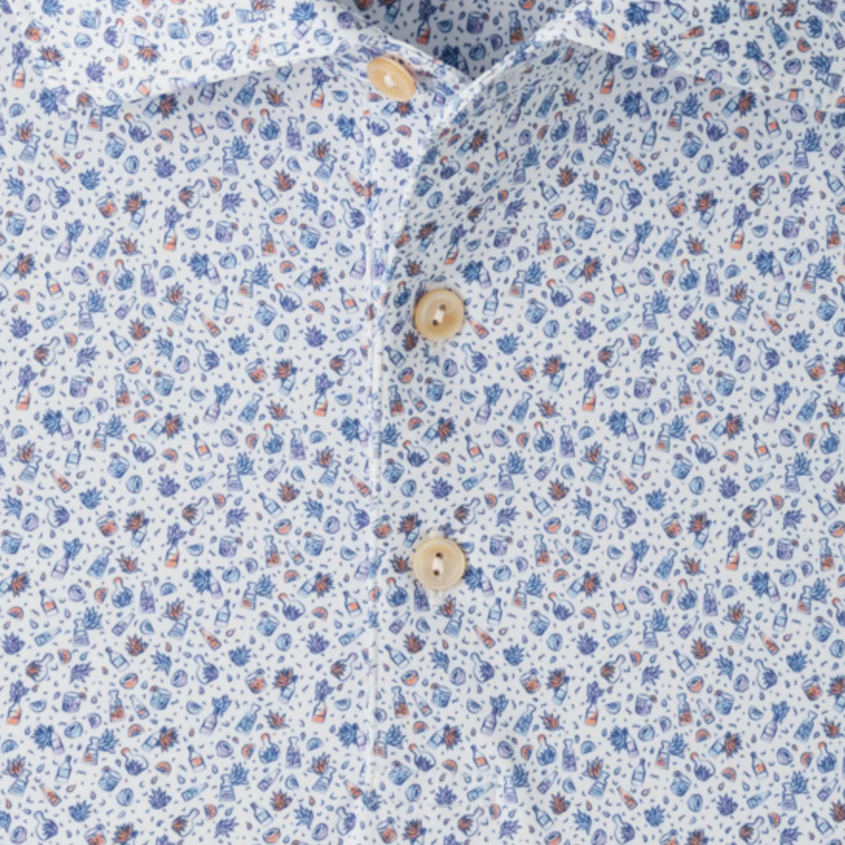 Peter Millar 2027 PGA Championship Ranch Water Performance Polo in White and Blue - Pattern Close Up
