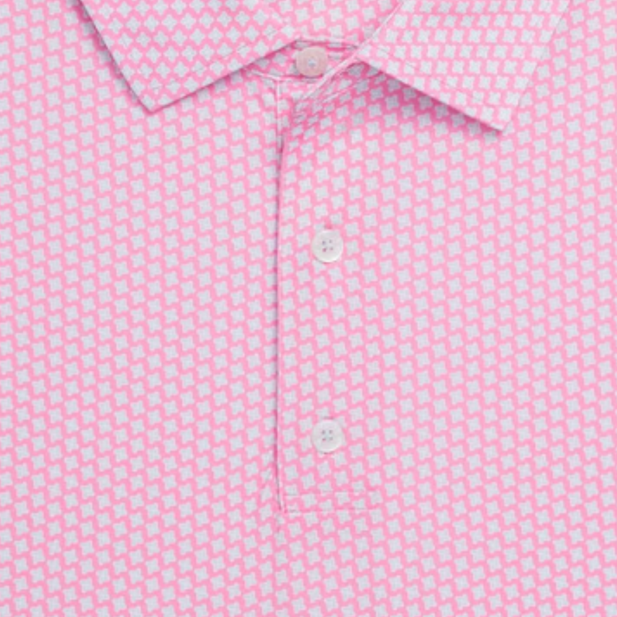 FootJoy 2025 PGA Championship Houndstooth Geo Polo in Pink Lemonade - Pattern Close Up
