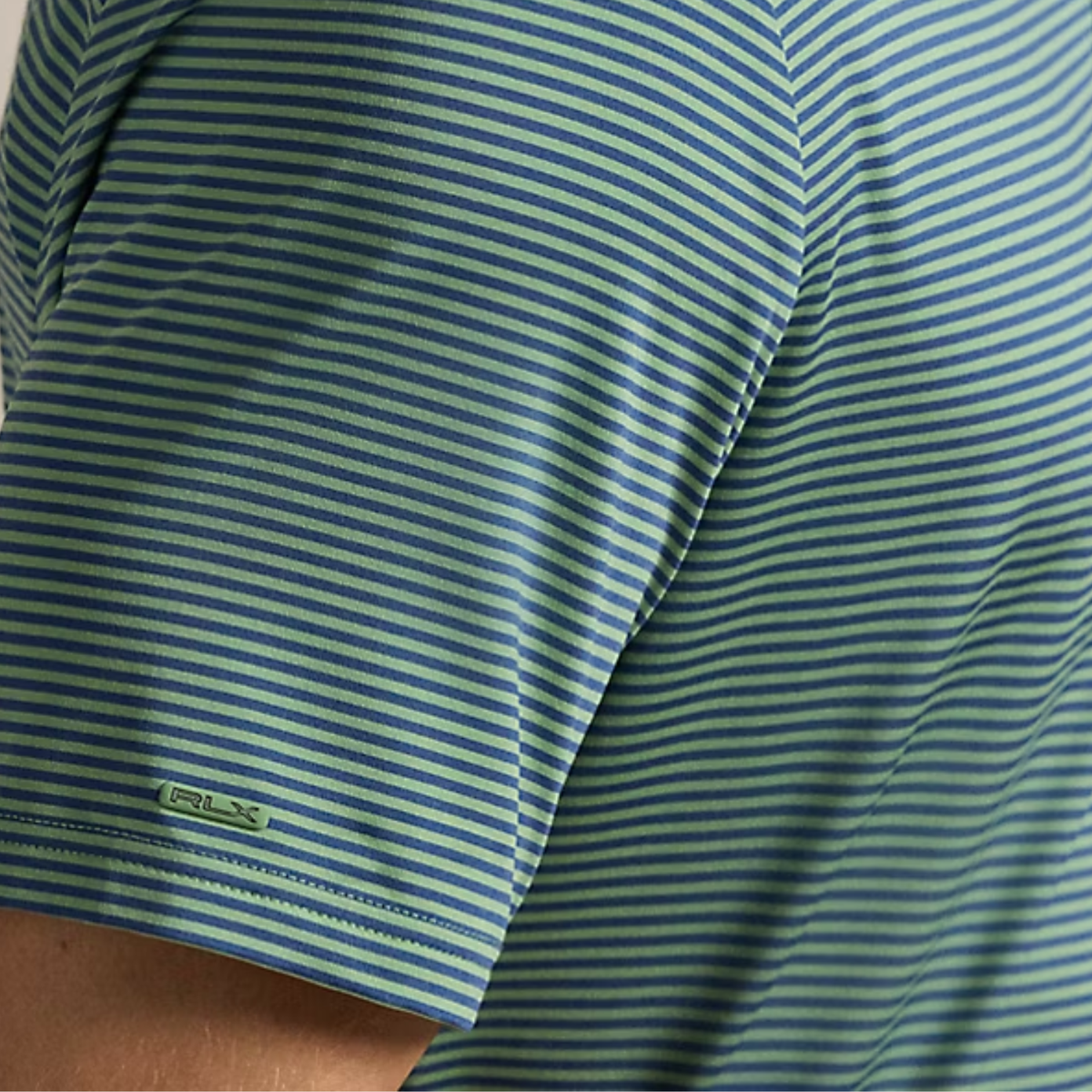 Ralph Lauren 2026 PGA Championship Lightweight Jersey Polo in Outback Green and Old Royal Blue - Pattern Close Up