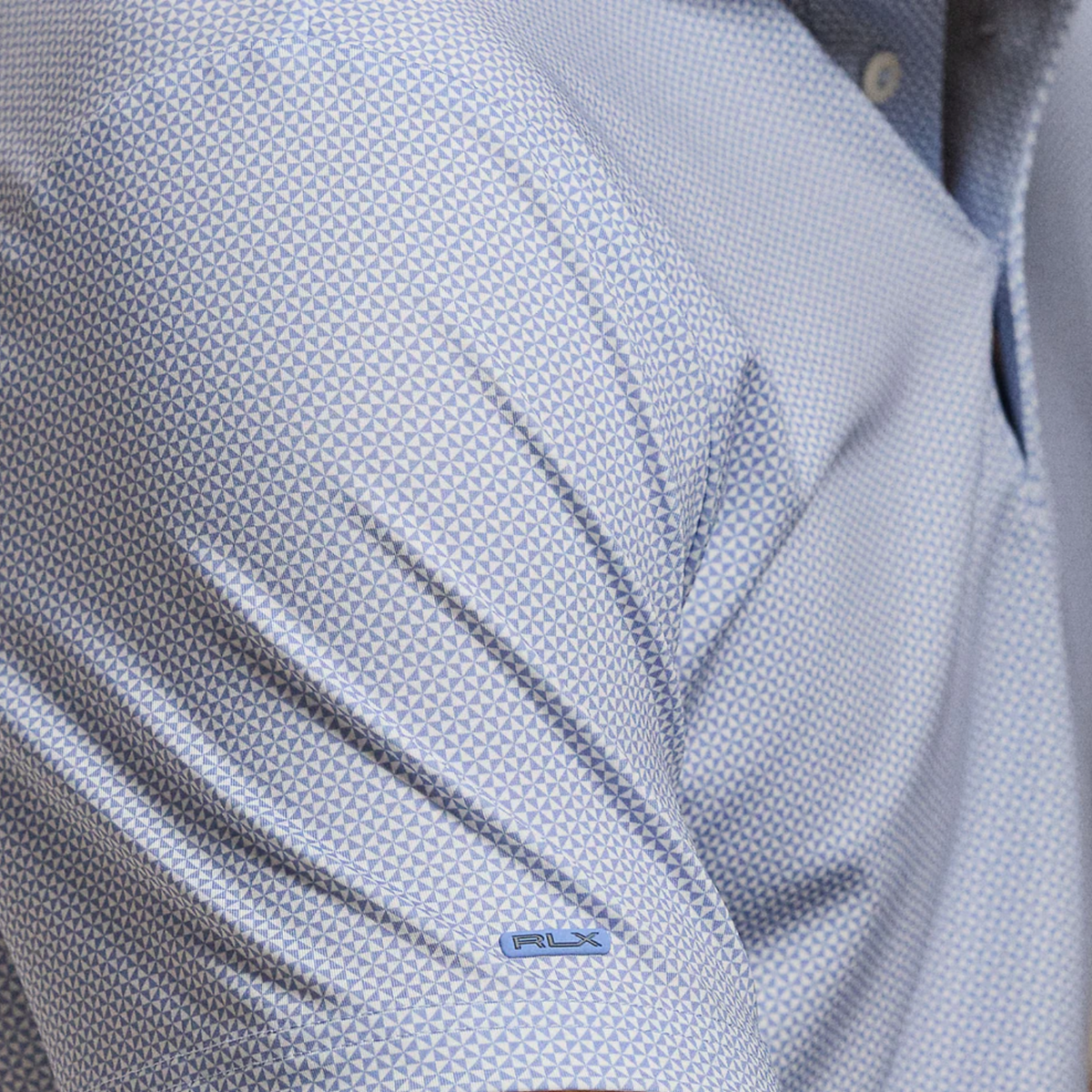 Ralph Lauren 2026 PGA Championship Lightweight Airflow Jersey Deco Polo in Fall Blue Beekman - Pattern Close Up