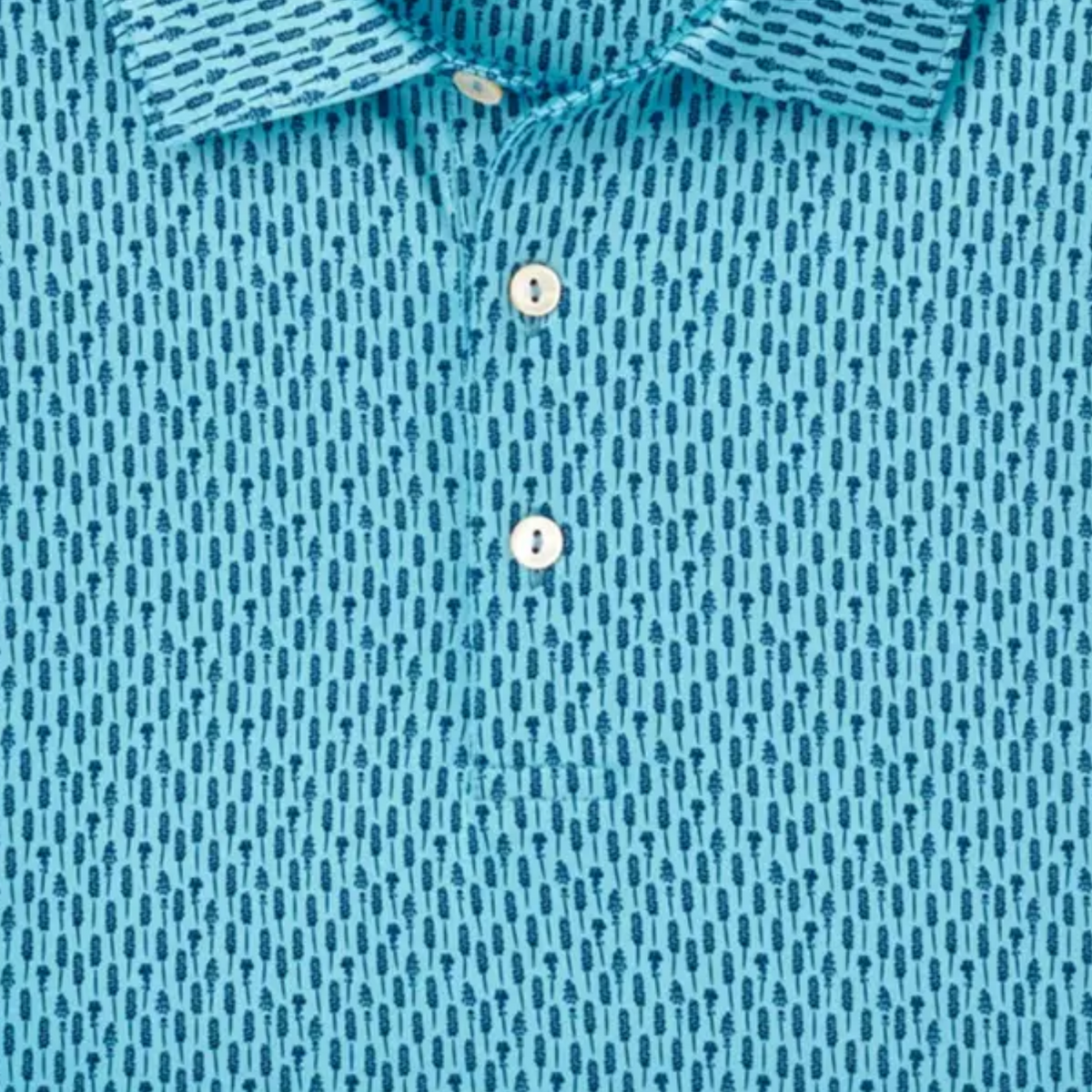 Peter Millar 2025 PGA Championship Lavender Fields Polo in Cyan - Pattern Close Up