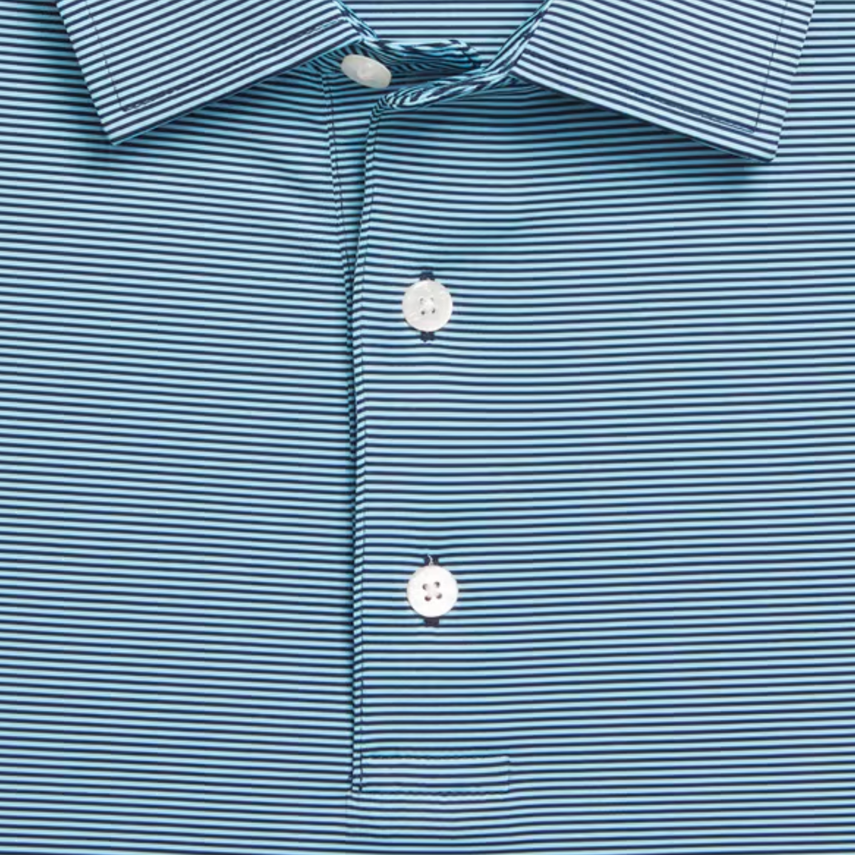 FootJoy 2026 PGA Championship Microfeeder Stripe Polo in Navy and Light Blue - Pattern Close Up