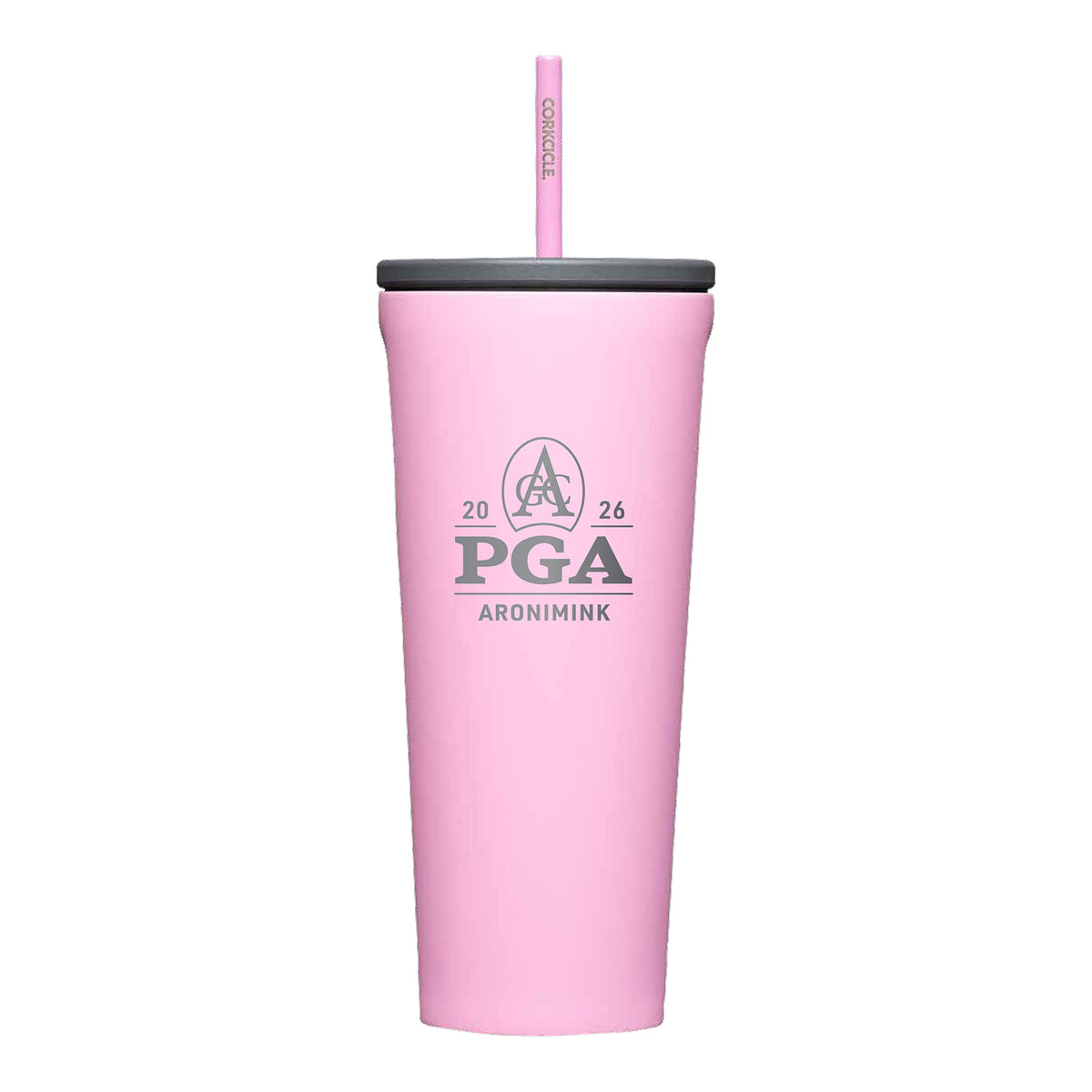 Corkcicle 2026 PGA Championship 24oz Cold Cup in Sun-Soaked Pink - Front View