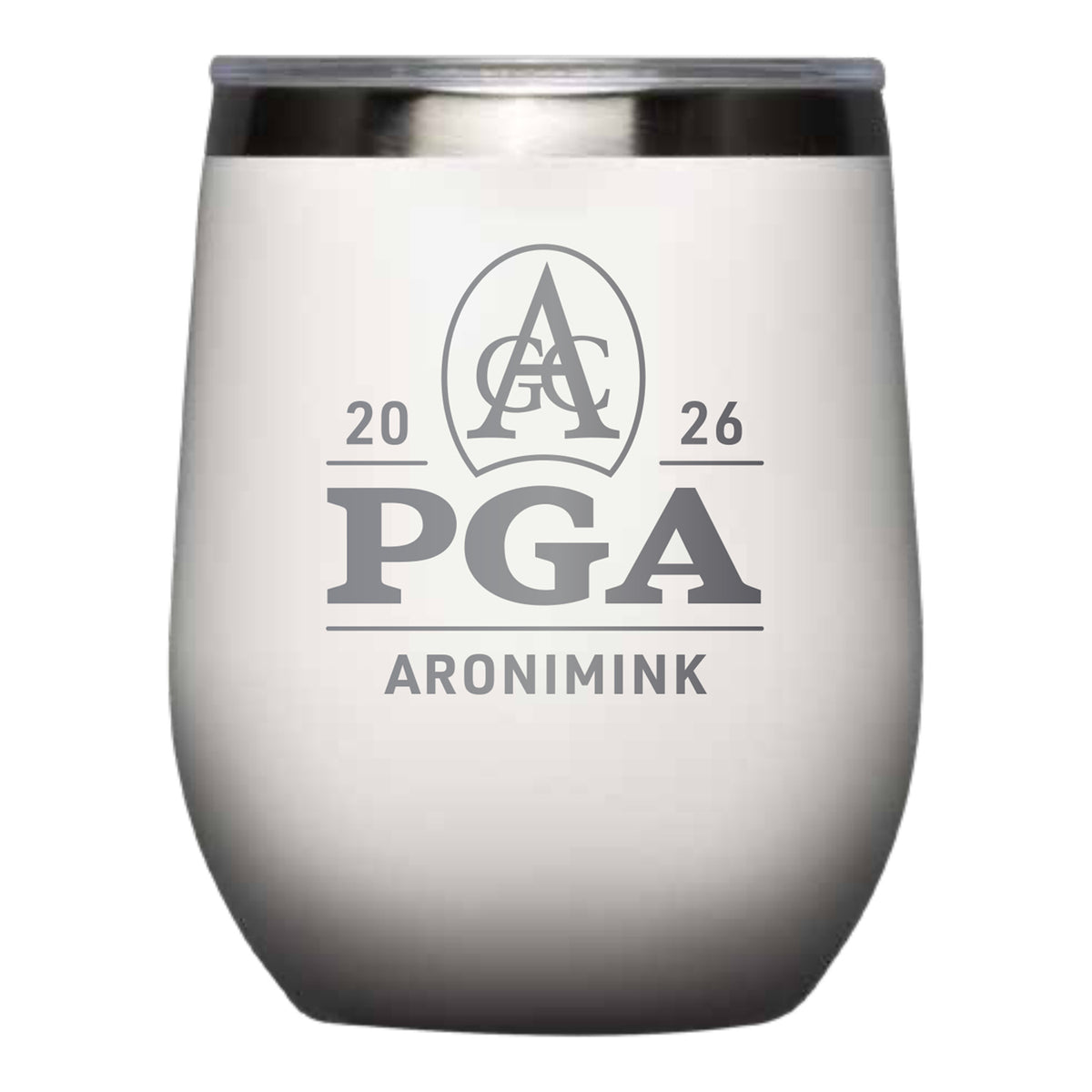 Corkcicle 2026 PGA Championship 12oz Stemless Wine Tumbler in Oat Milk White - Front View