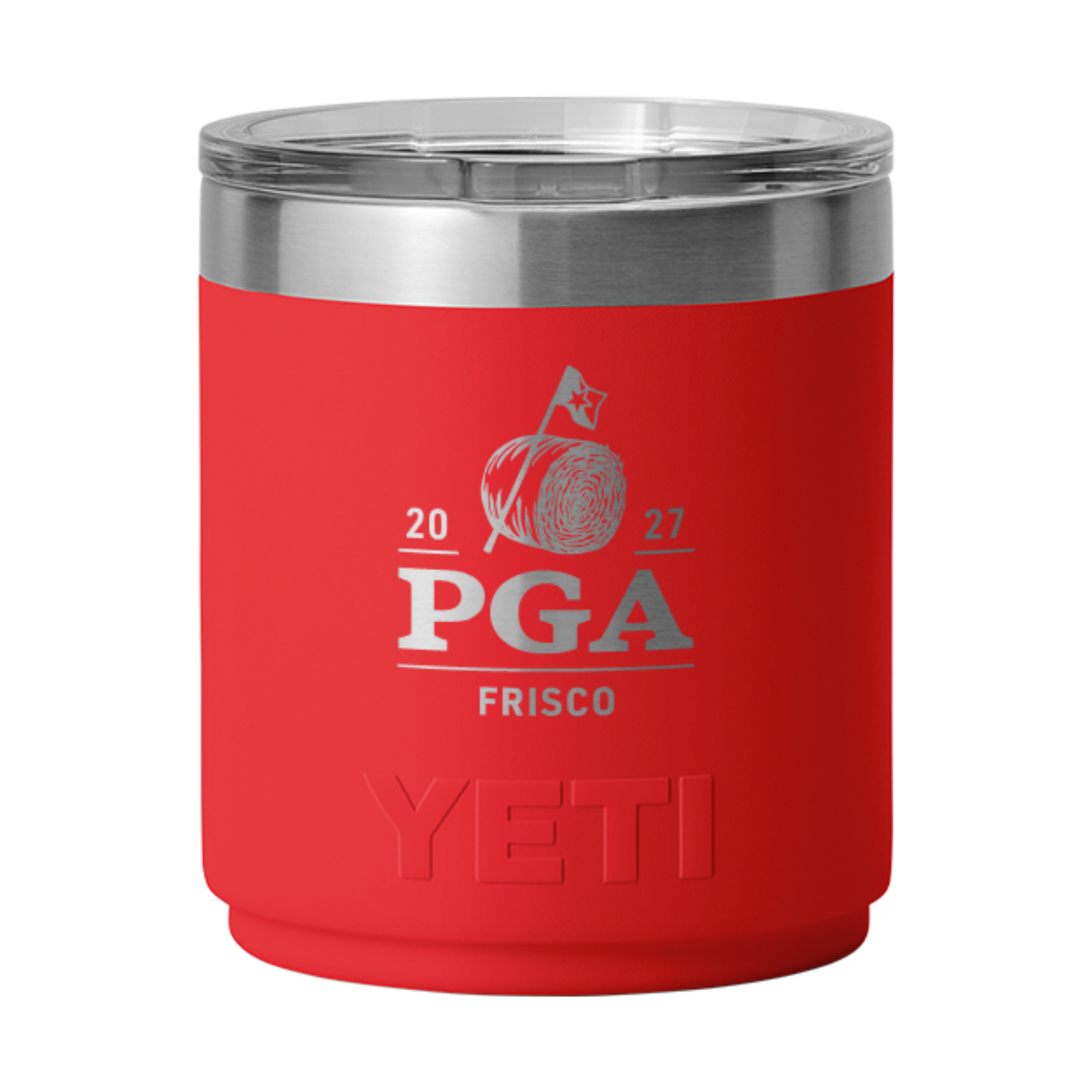 YETI 2027 PGA Championship 10oz Stackable Rambler Lowball in Red - Front