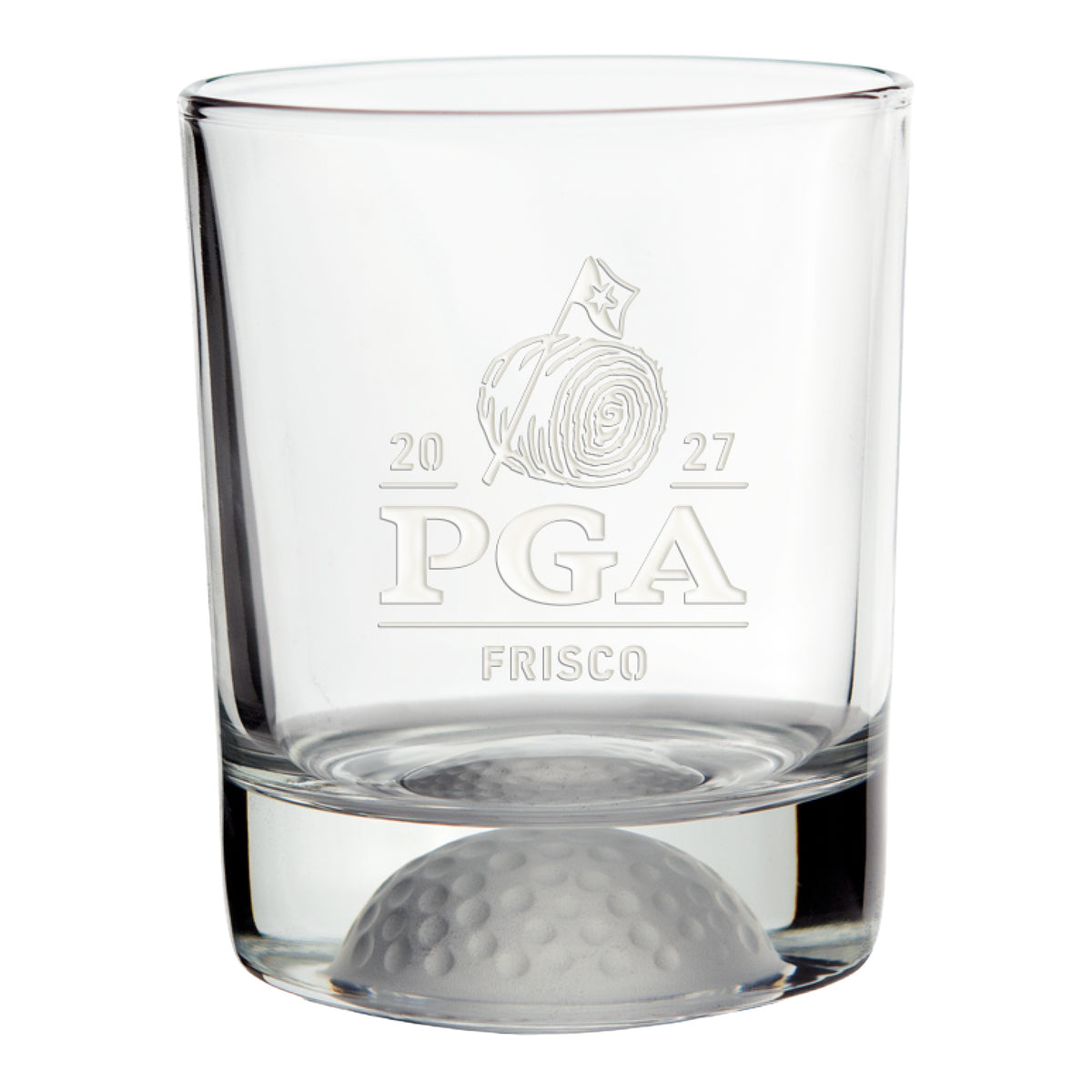 Sterling Cut Silver 2027 PGA Championship Old Fashioned Glass Set of 2 - Front