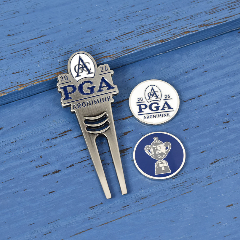 PRG Golf 2026 PGA Championship Divot Tool & Ball Marker Set - Styled View