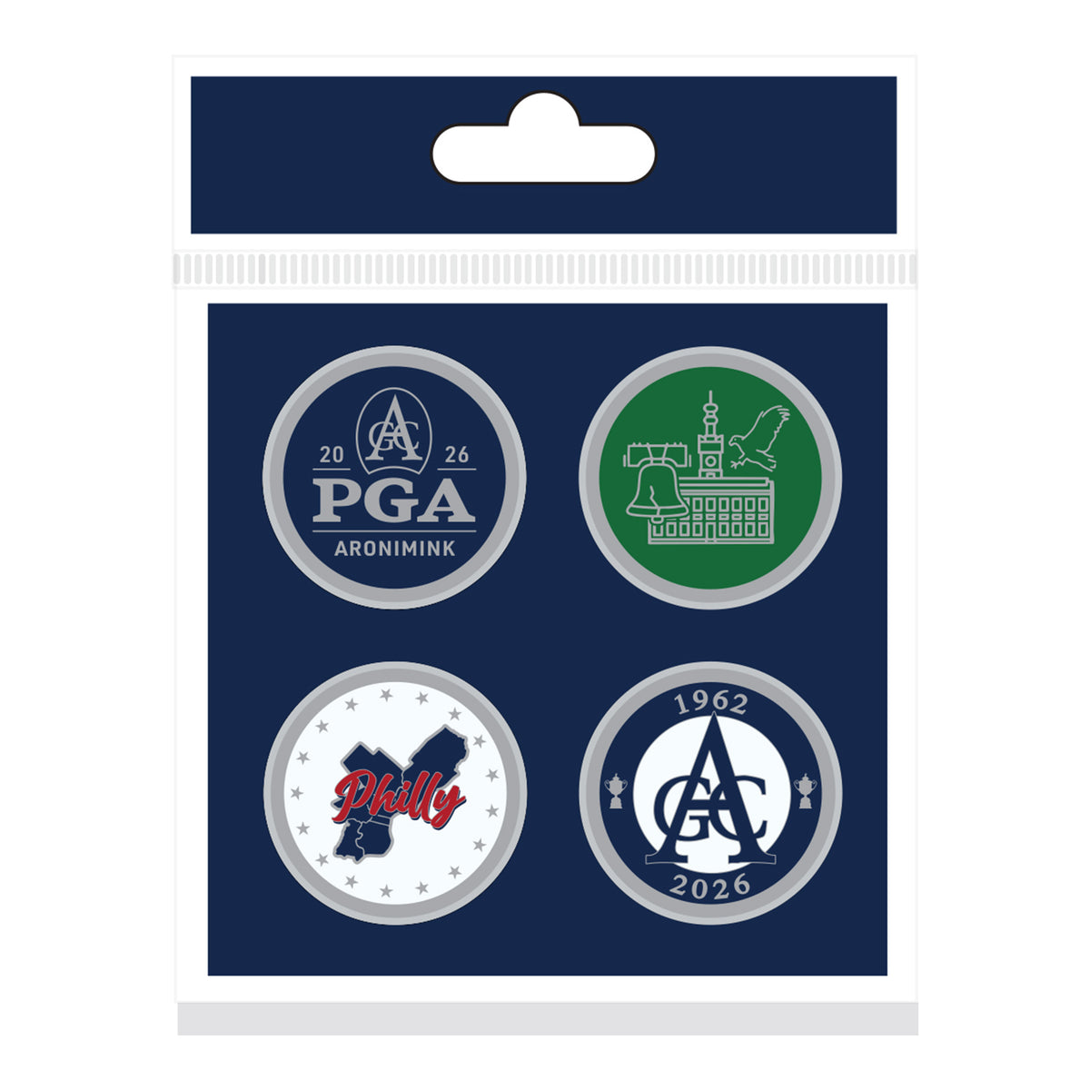 Ahead 2026 PGA Championship Aronimink History 4pc Ball Marker Set - Front View