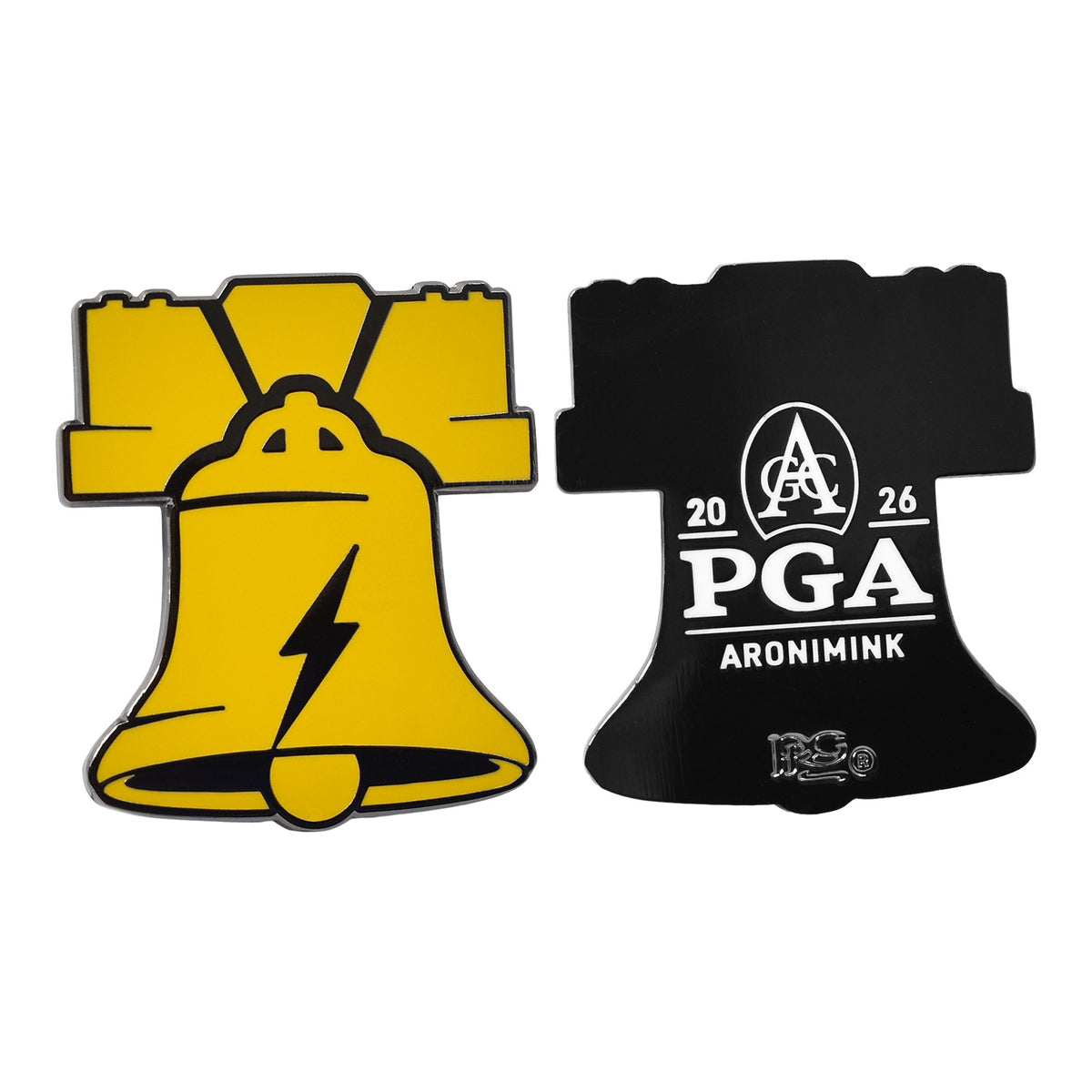 PRG Golf 2026 PGA Championship Hard Enamel 4pc Ball Mark Set - Liberty Bell Front and Back