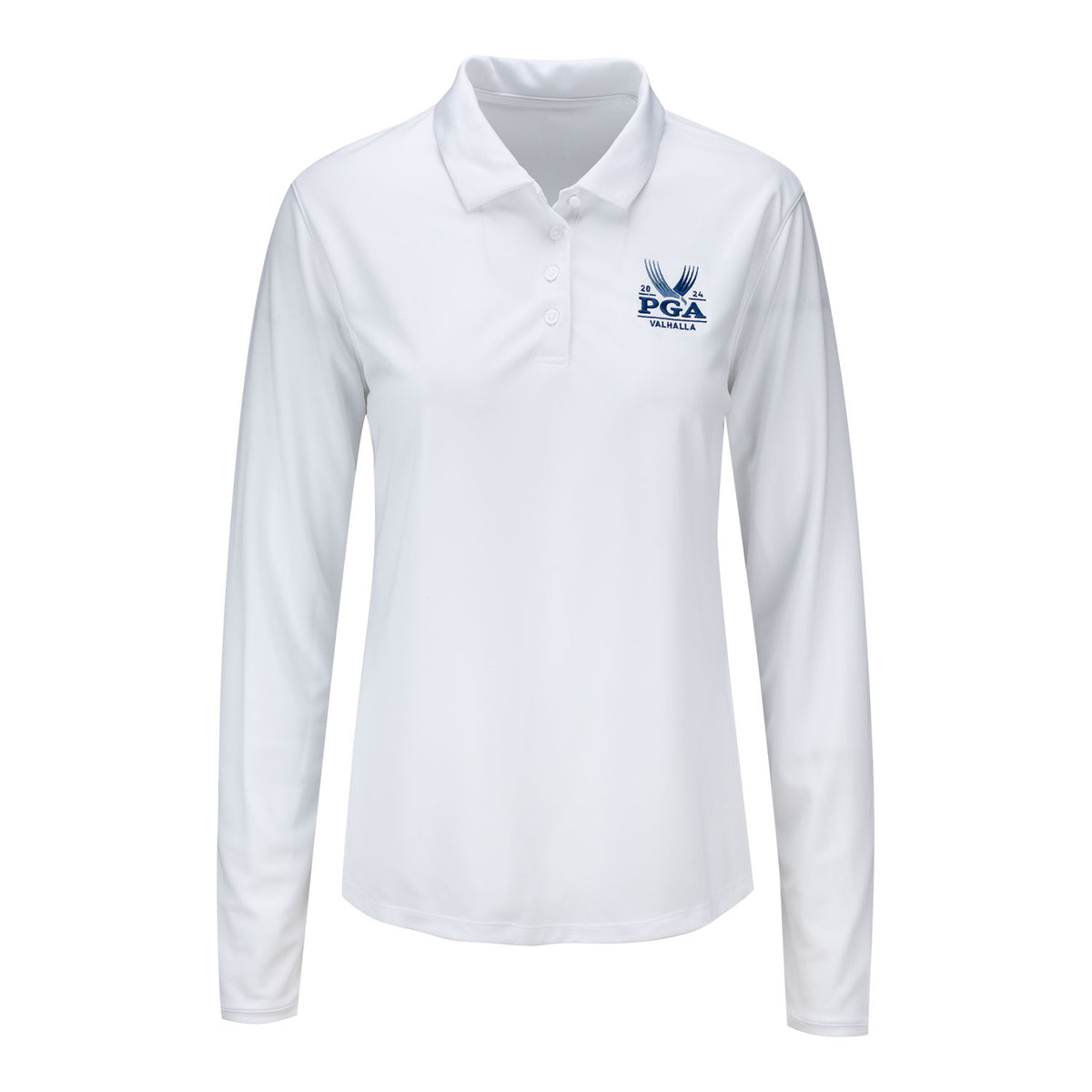 Nike 2024 PGA Championship Women&#39;s Long Sleeve Polo in White - Front View