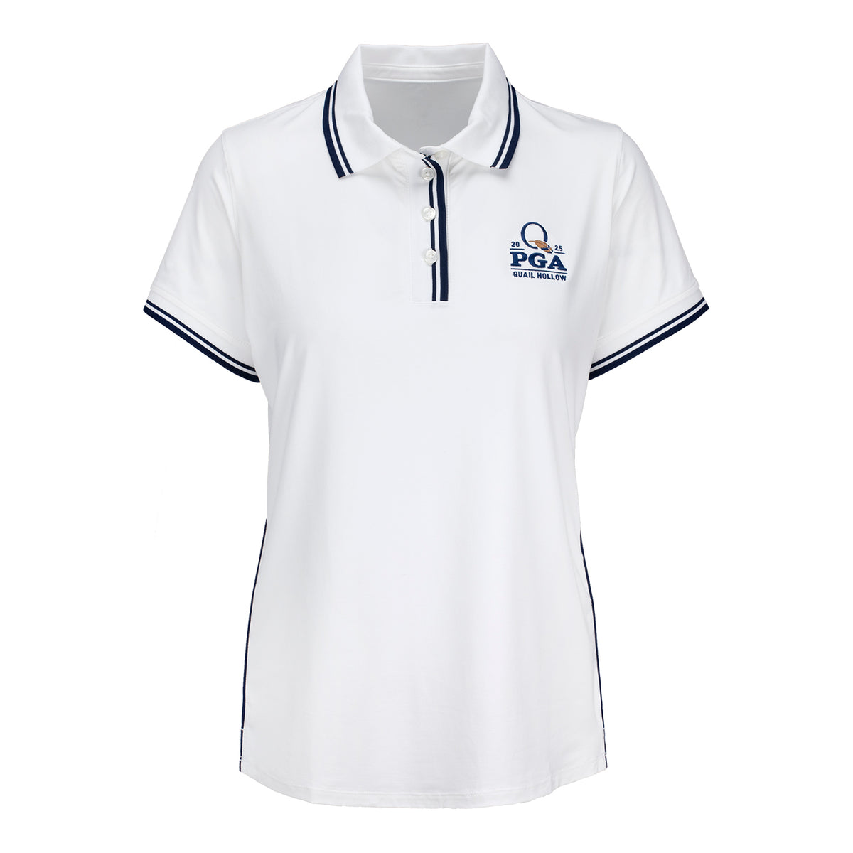Vineyard Vines 2025 PGA Championship Women's Golf Cart Polo in White - Front View