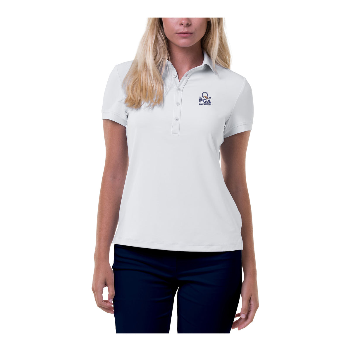 Fairway & Greene 2025 PGA Championship Ladies Claire Polo in White - Modeled Front View