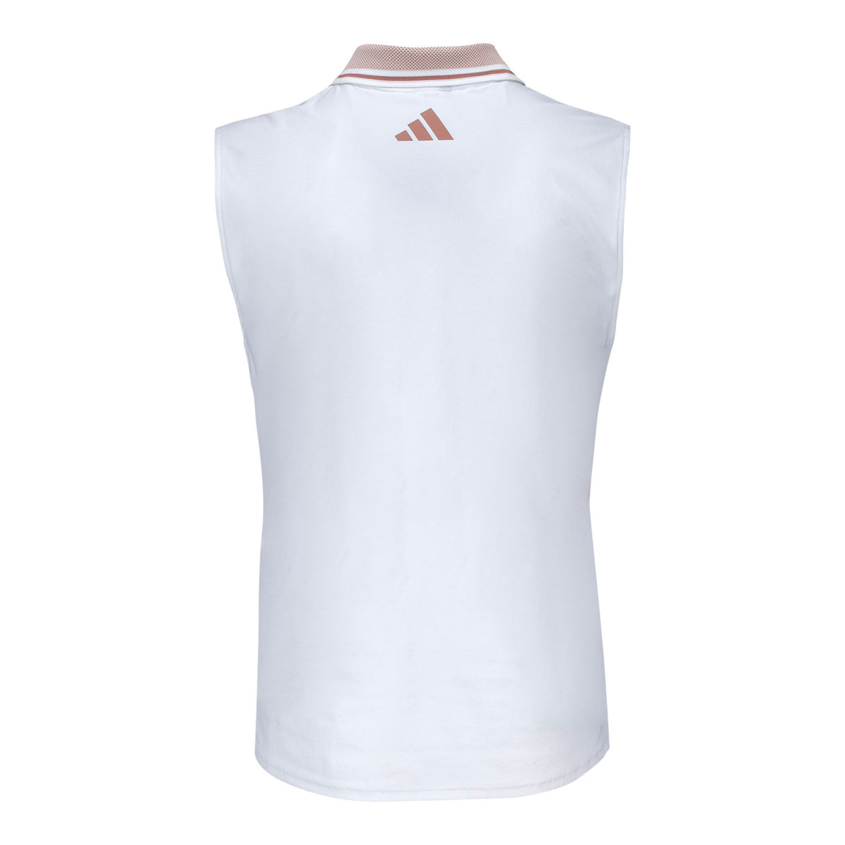 Adidas 2025 PGA Championship Ladies Beyond Twist Knit Sleeveless Polo in White - Back View