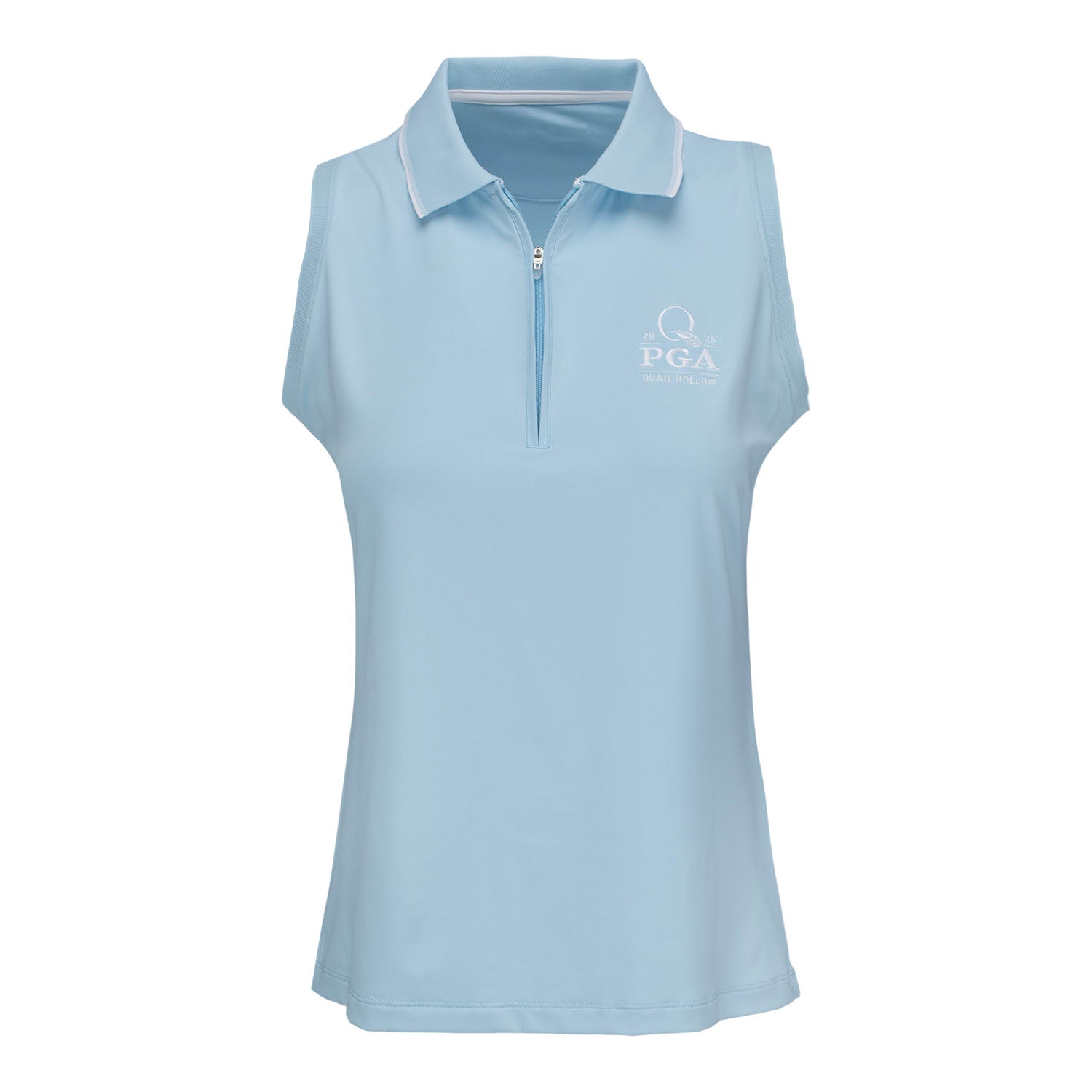 Peter Millar 2025 PGA Championship Ladies Chrissie Sleeveless Polo in Skylight - Front View