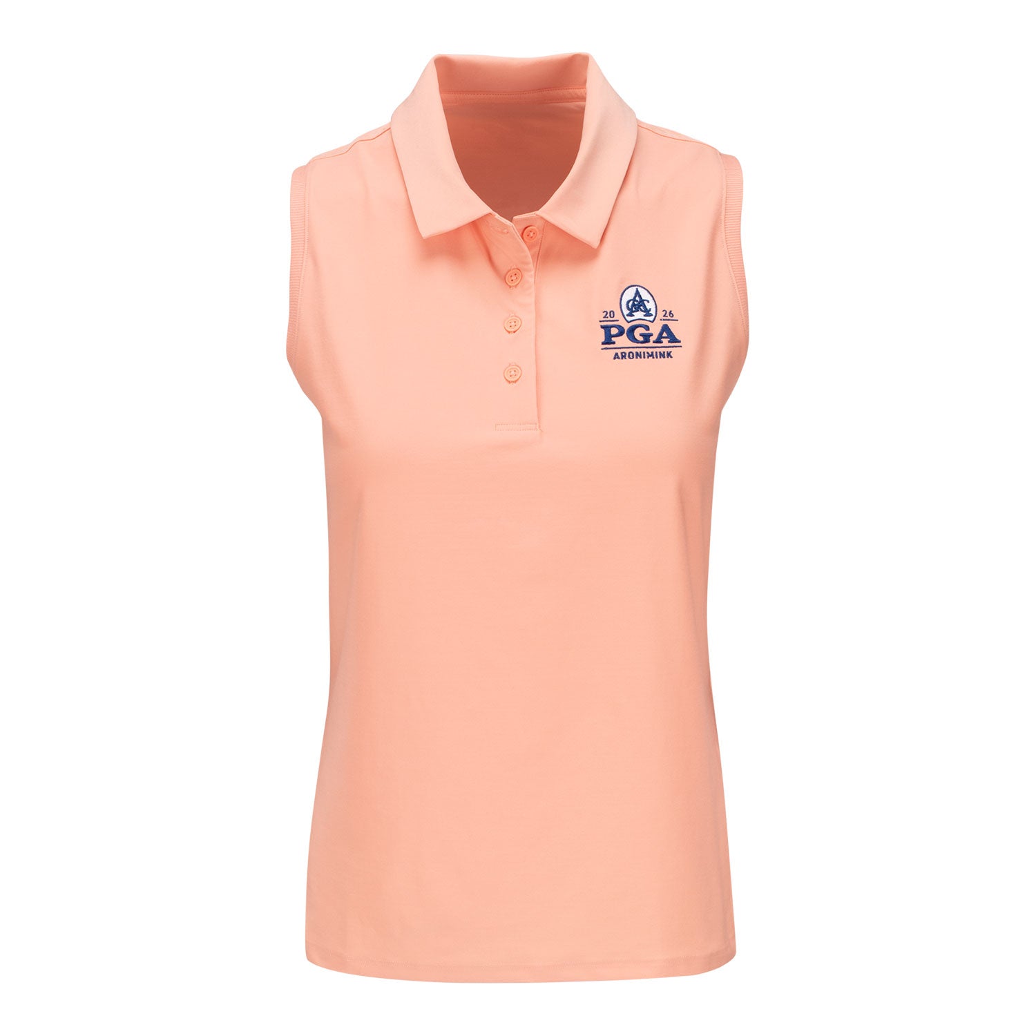 Nike 2026 PGA Championship Women's Victory Sleeveless Polo in Apricot - Front View