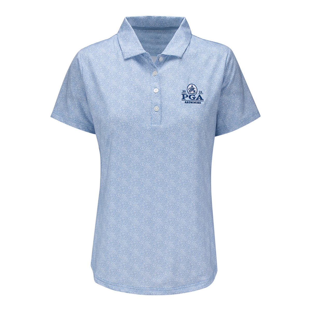 FootJoy 2026 PGA Championship Ladies Speckle Print Polo in Blue Jay - Front View