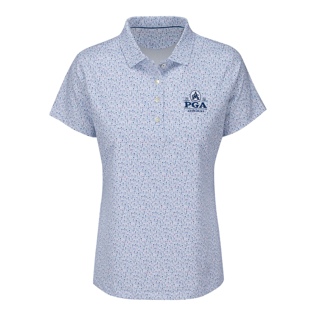 Peter Millar 2026 PGA Championship Women's Fairway Frills Jersey Polo in White - Front View