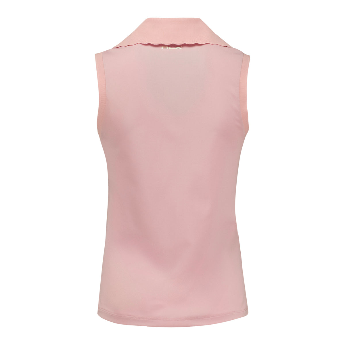 Ralph Lauren 2026 PGA Championship Women's Lightweight Airflow 4-Snap Placket Stripe Polo in Blue Mist and Light Pink - Back View