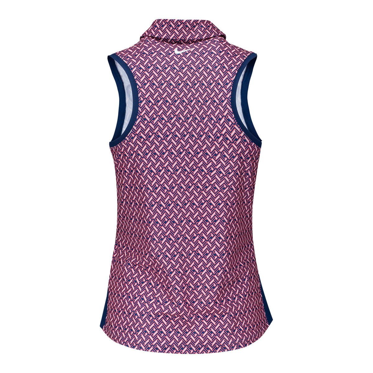Nike 2026 PGA Championship Women's Victory Print Sleeveless Polo in Midnight Navy and White - Back View