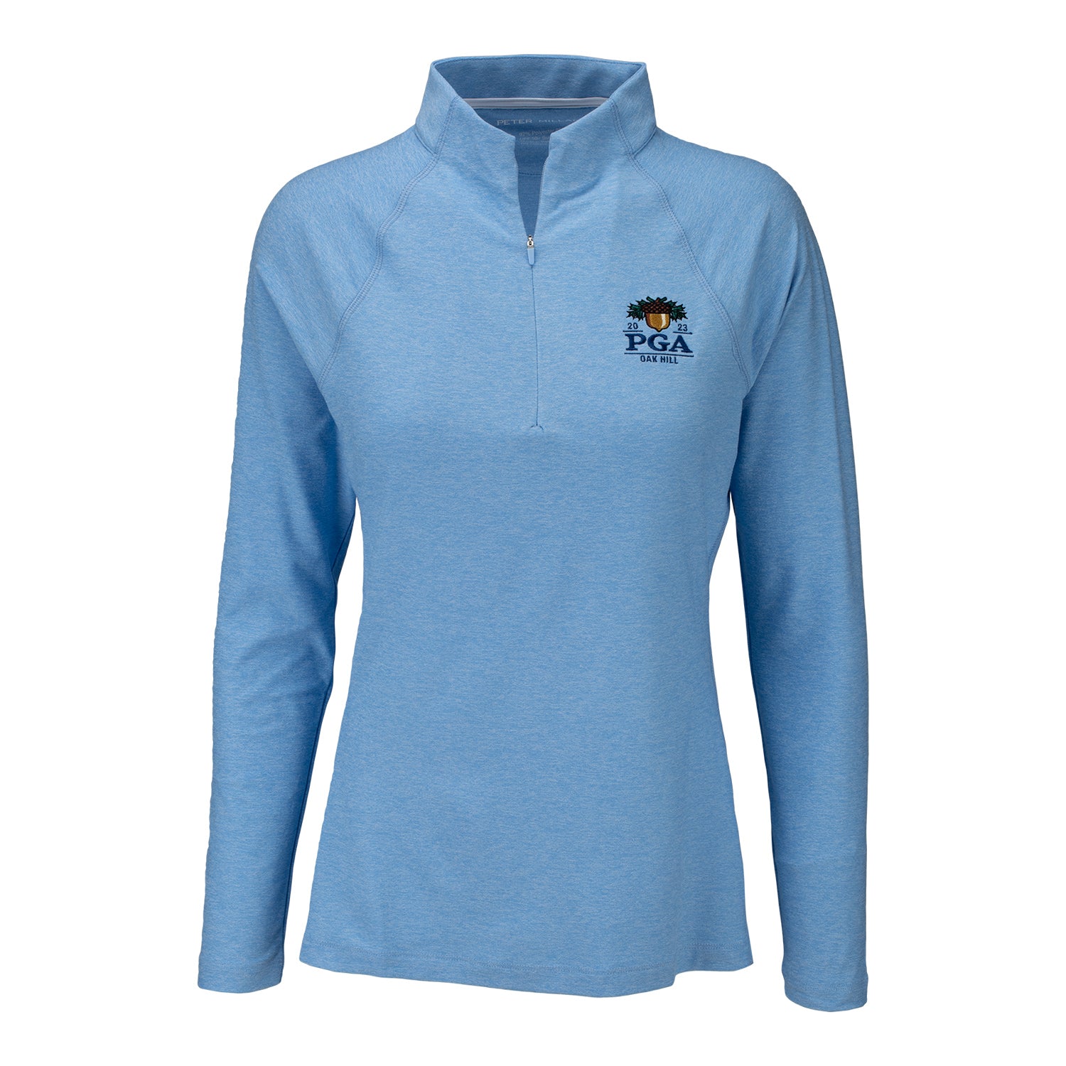 Peter Millar 2023 PGA Championship Perth Melange Pullover in Cottage Blue- Front View