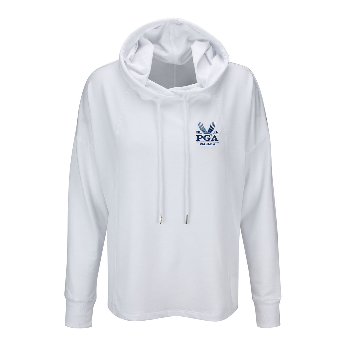 Ahead 2024 PGA Championship Ladies Hooded Fleece Sweatshirt in White - Front View