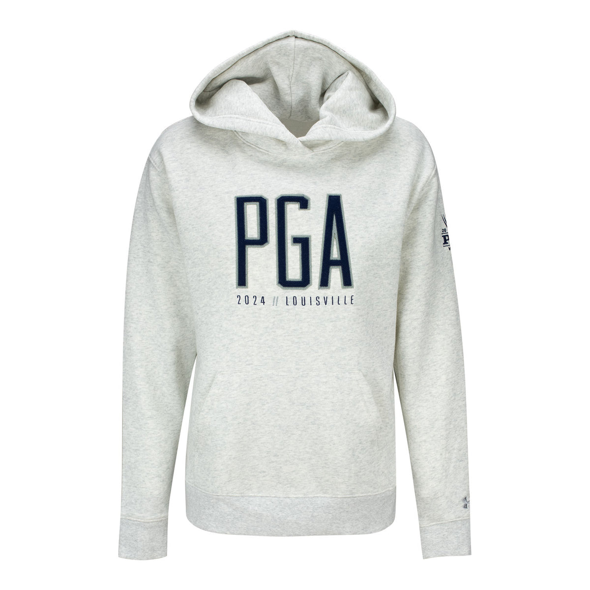 Under Armour 2024 PGA Championship Ladies Fleece Applique Hoodie in Light Heather Grey - Front View