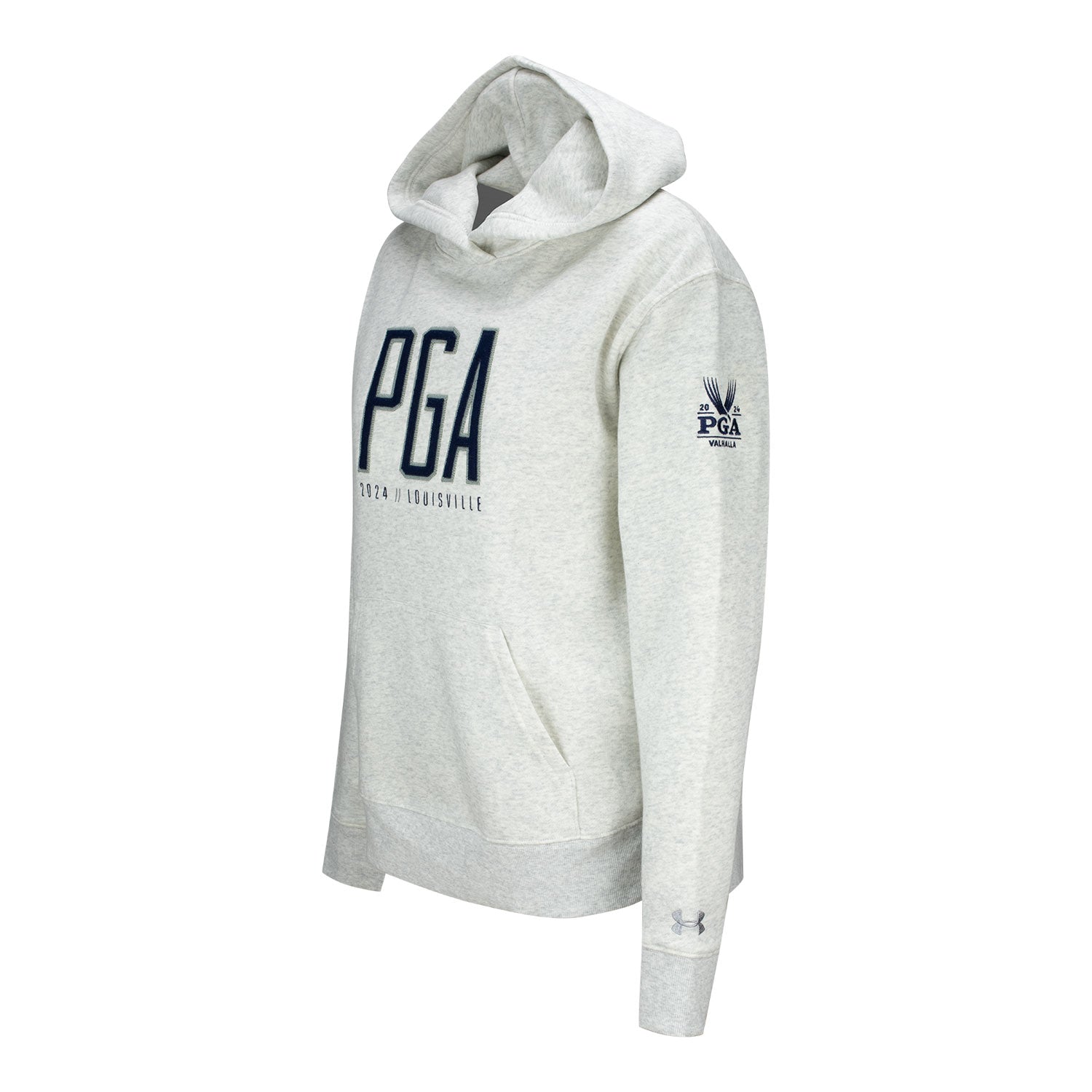 Under Armour 2024 PGA Championship Ladies Fleece Applique Hoodie in Light Heather Grey - Front View