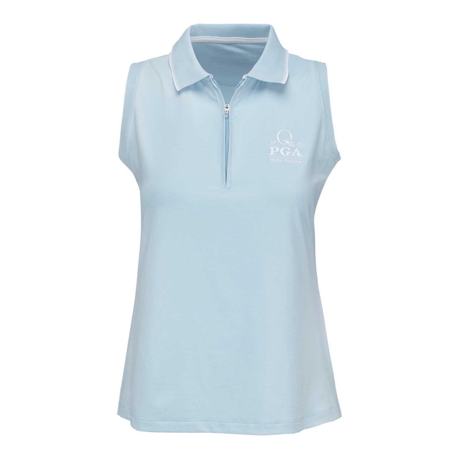 Peter Millar 2025 PGA Championship Ladies Chrissie Sleeveless Polo in Skylight - Front View