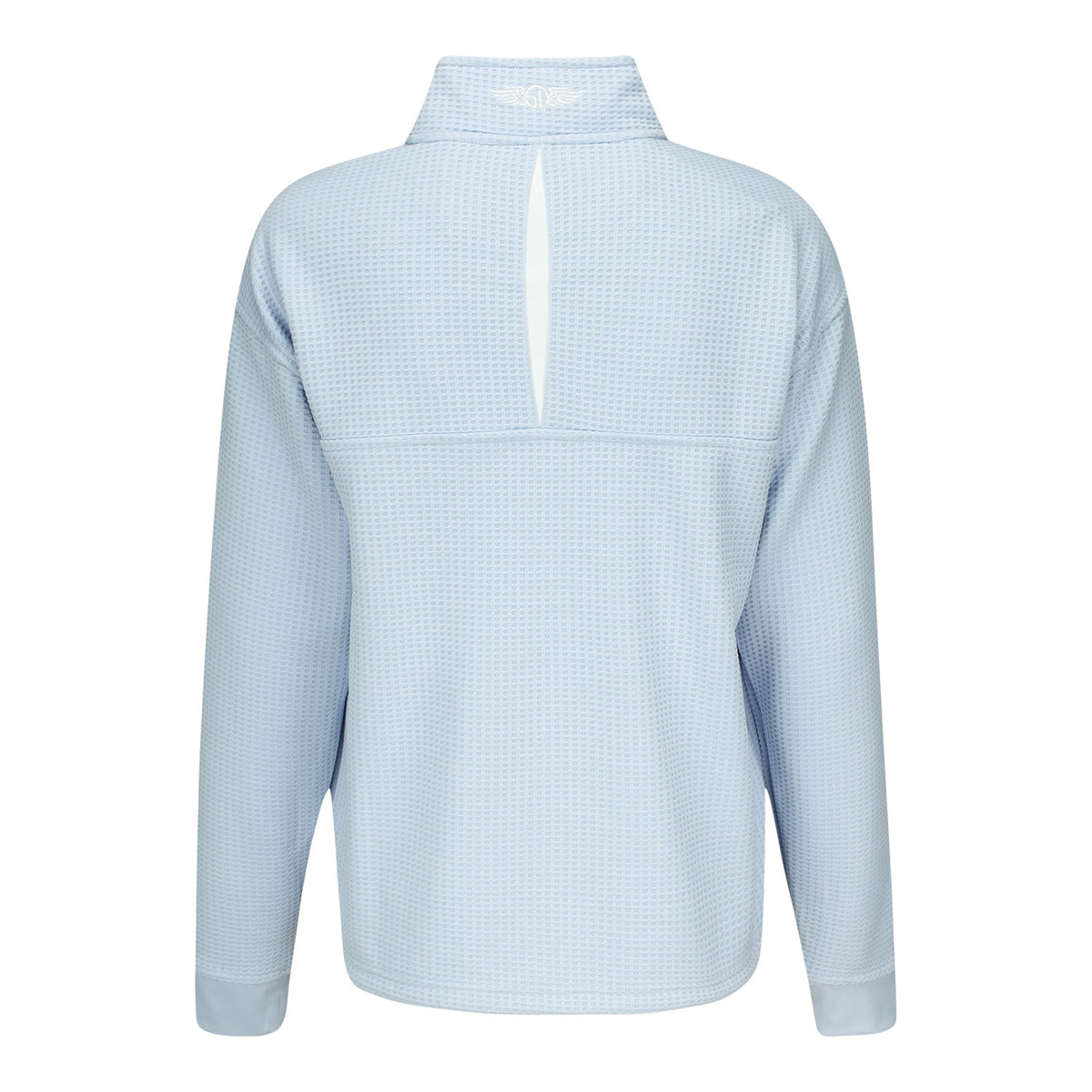 Straight Down 2025 PGA Championship Ladies Opal Textured Quarter Zip in Powder Blue - Back View