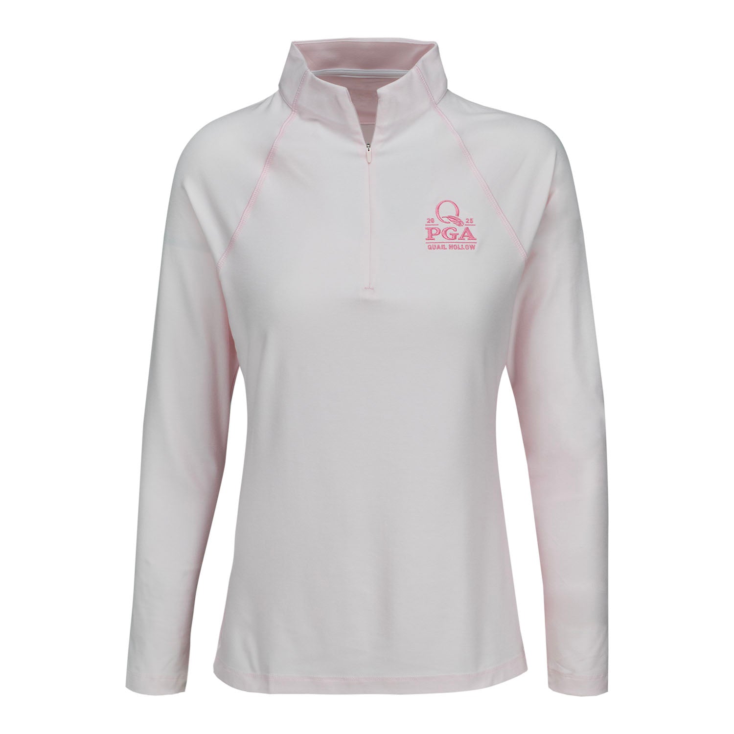 Peter Millar 2025 PGA Championship Ladies Melange Raglan Sleeve Perth in Pearl Pink - Front View