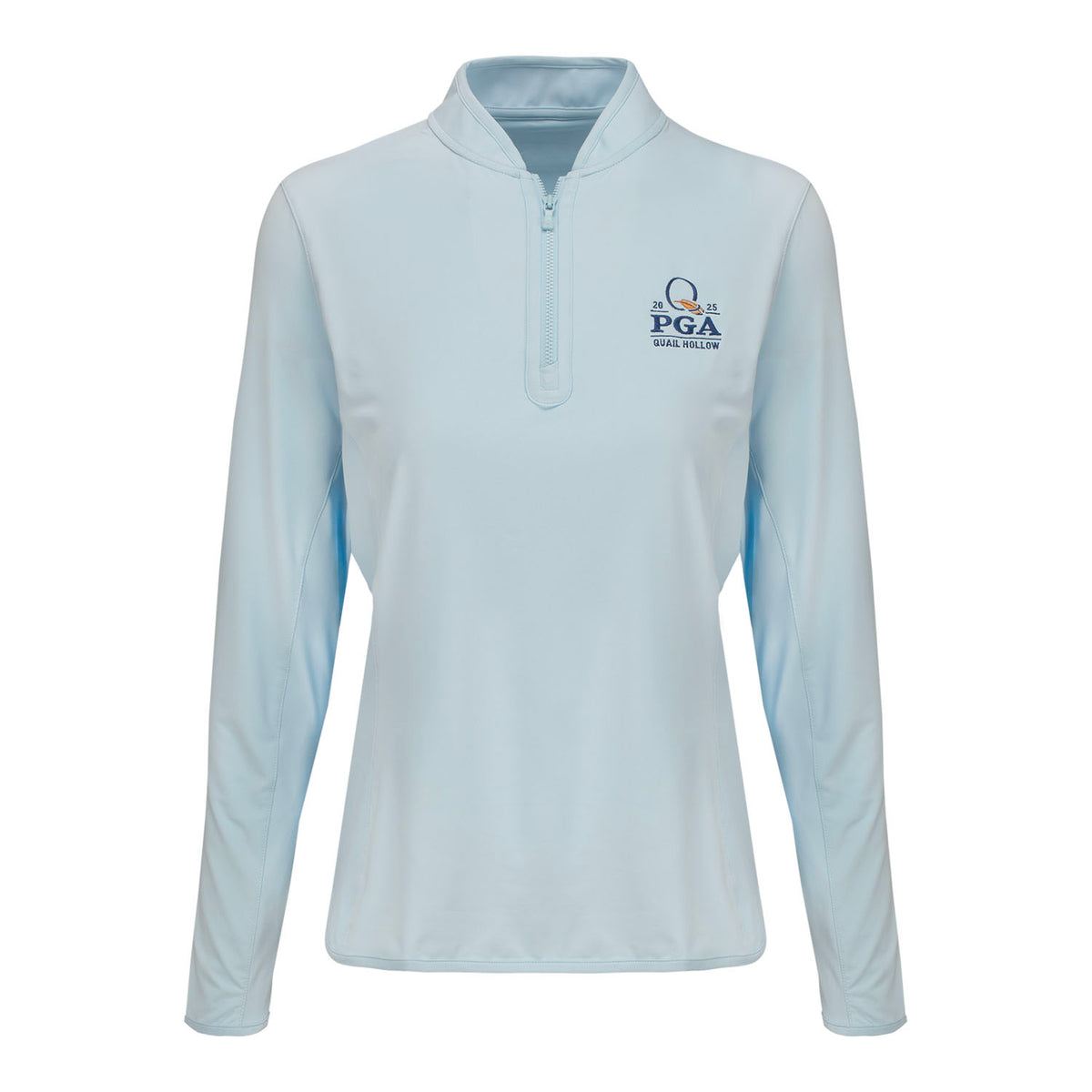 Peter Millar 2025 PGA Championship Ladies Lightweight Zip Sun Shirt in Skylight - Front View