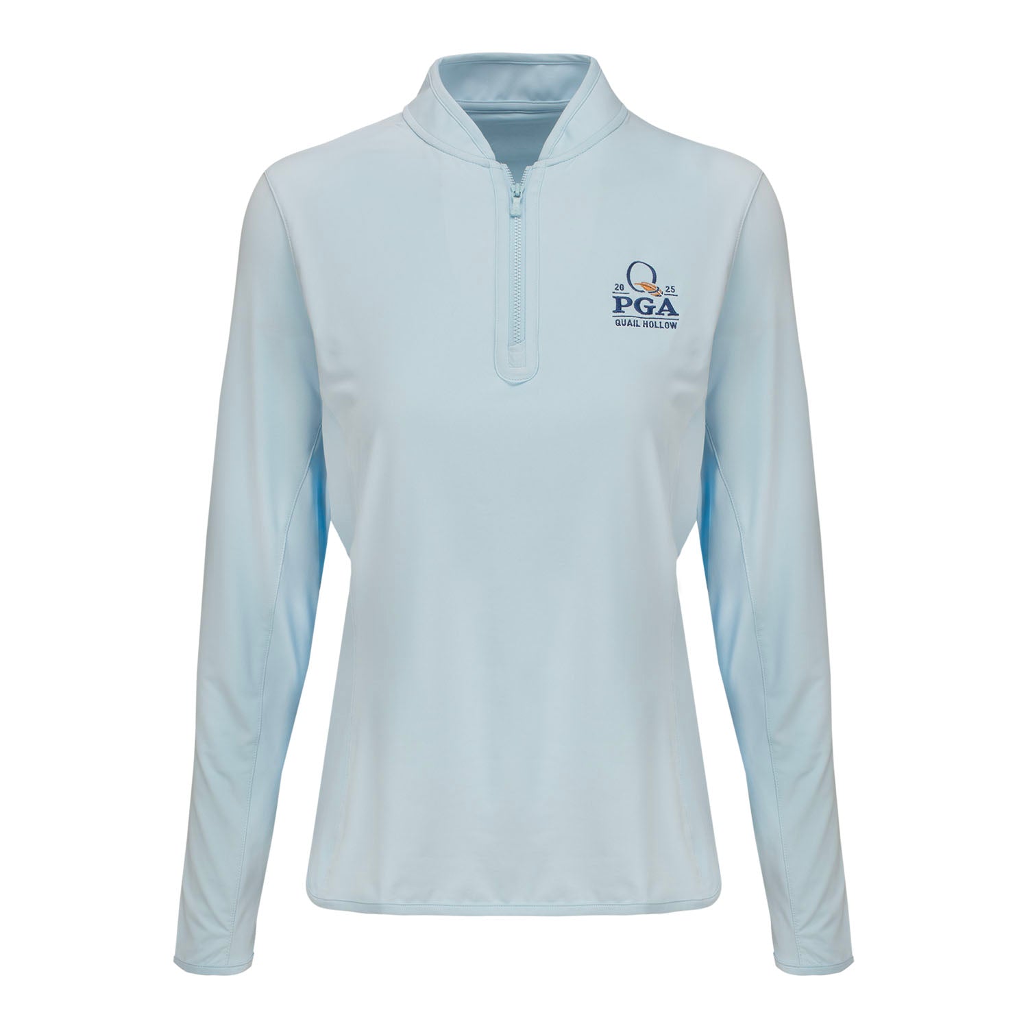 Peter Millar 2025 PGA Championship Ladies Lightweight Zip Sun Shirt in Skylight - Front View