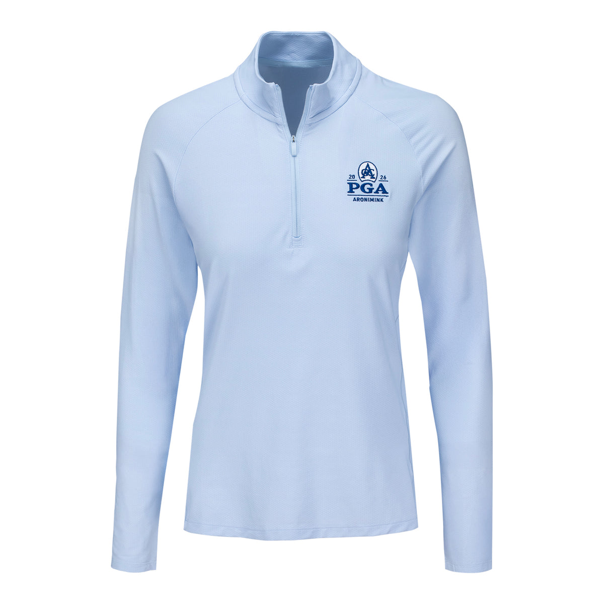Adidas 2026 PGA Championship Women's Solid Quarter Zip in Crystal Sky Blue - Front View