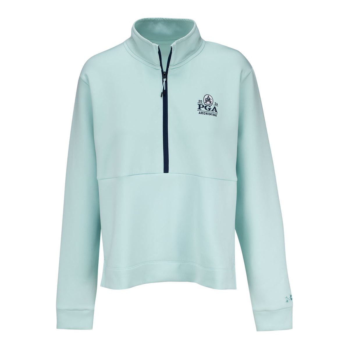 Under Armour 2026 PGA Championship Women's Aura Heather Quarter Zip in Rack Green - Front View