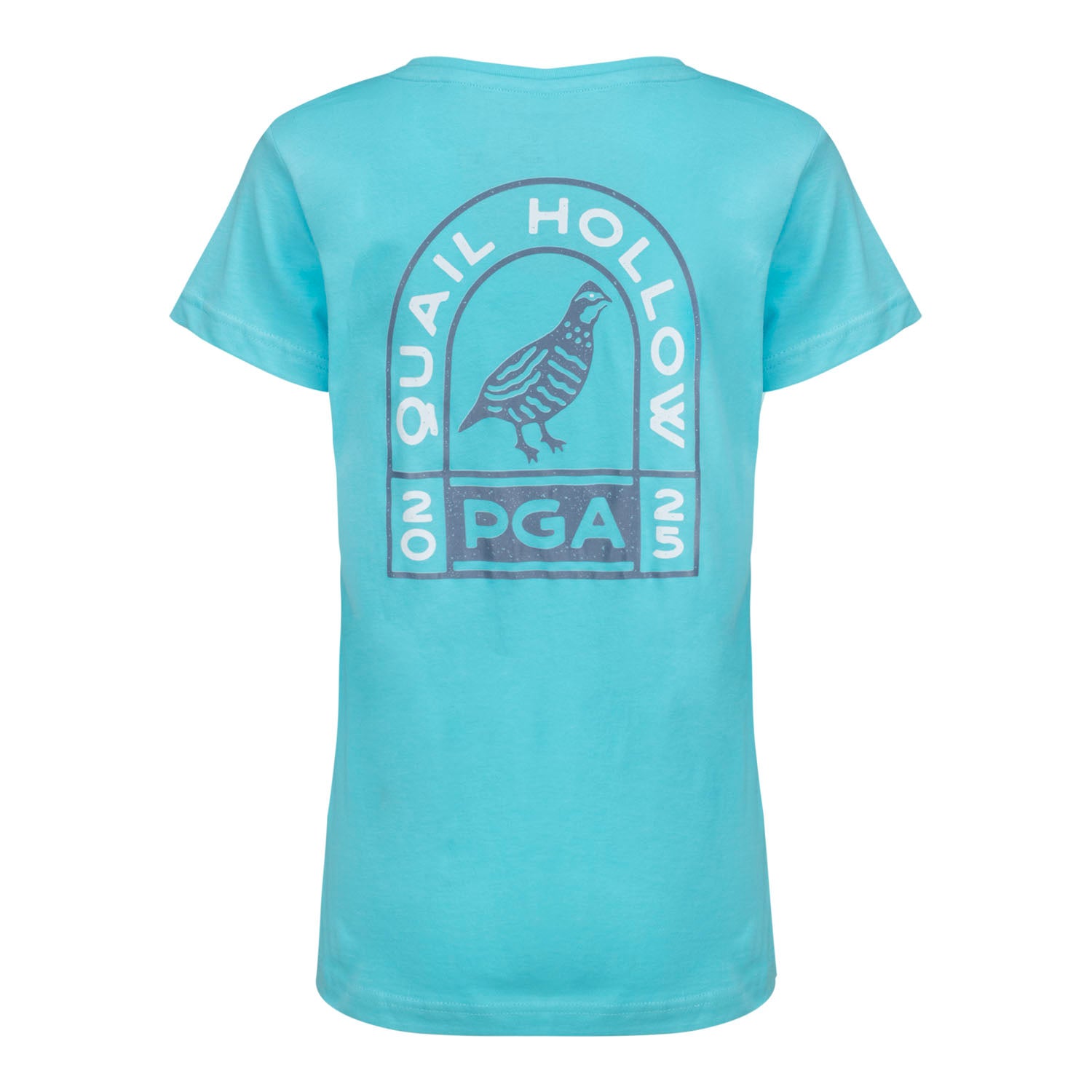 Ahead 2025 PGA Championship Ladies Upright Quail T-Shirt in Caribbean - Back View
