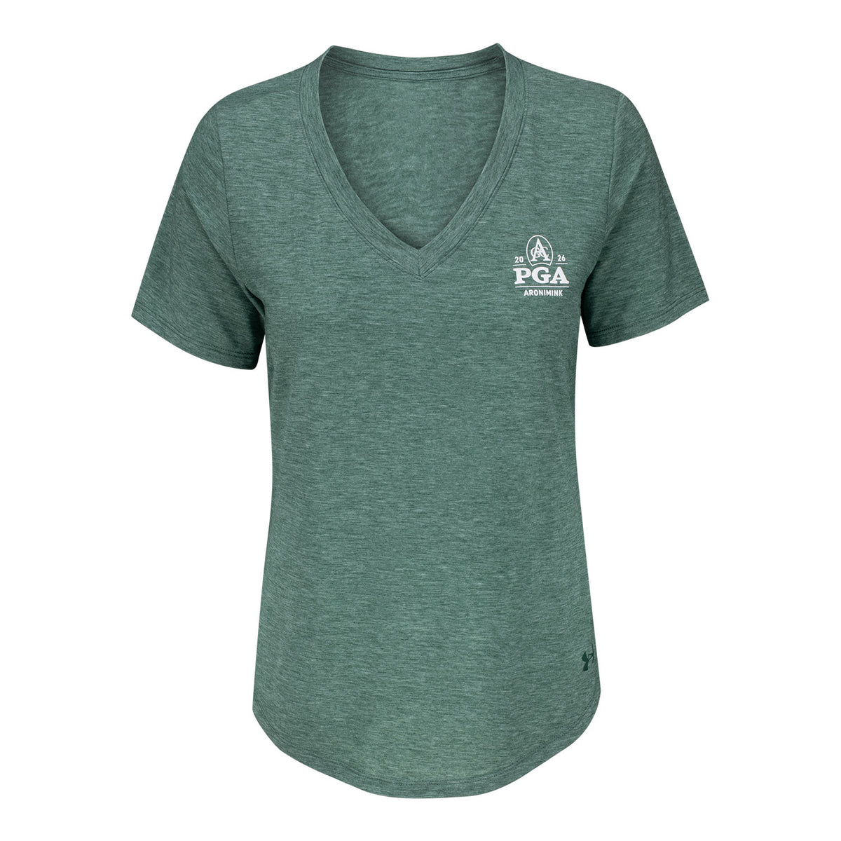 Under Armour 2026 PGA Championship Women's Breezy V-Neck T-Shirt in Forest Green - Front View