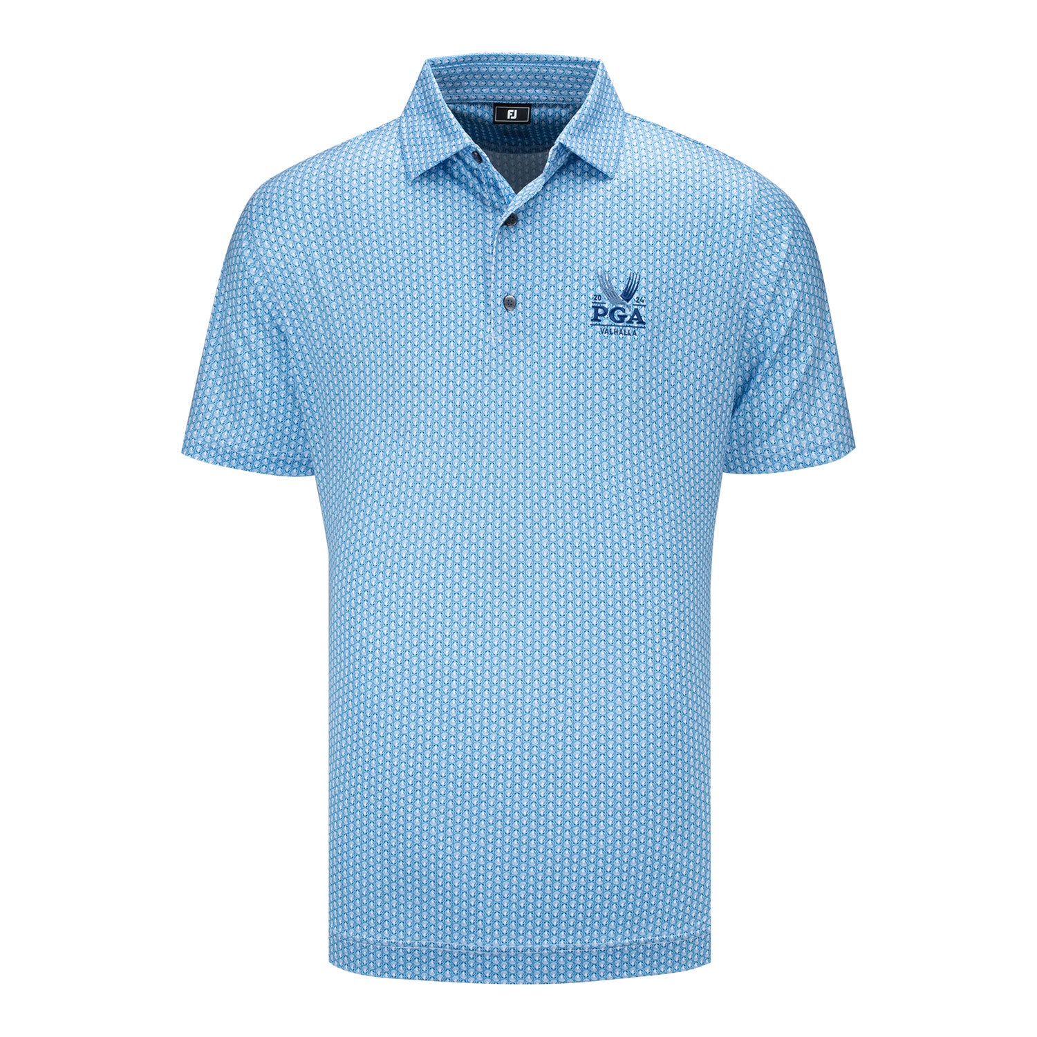 FootJoy 2024 PGA Championship Seashell Pattern Polo in Blue Sky - Front View