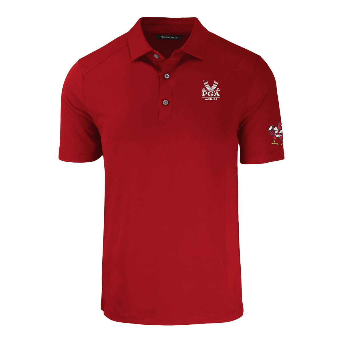 Cutter &amp; Buck 2024 PGA Championship and University of Louisville Polo in Cardinal Red - Front View