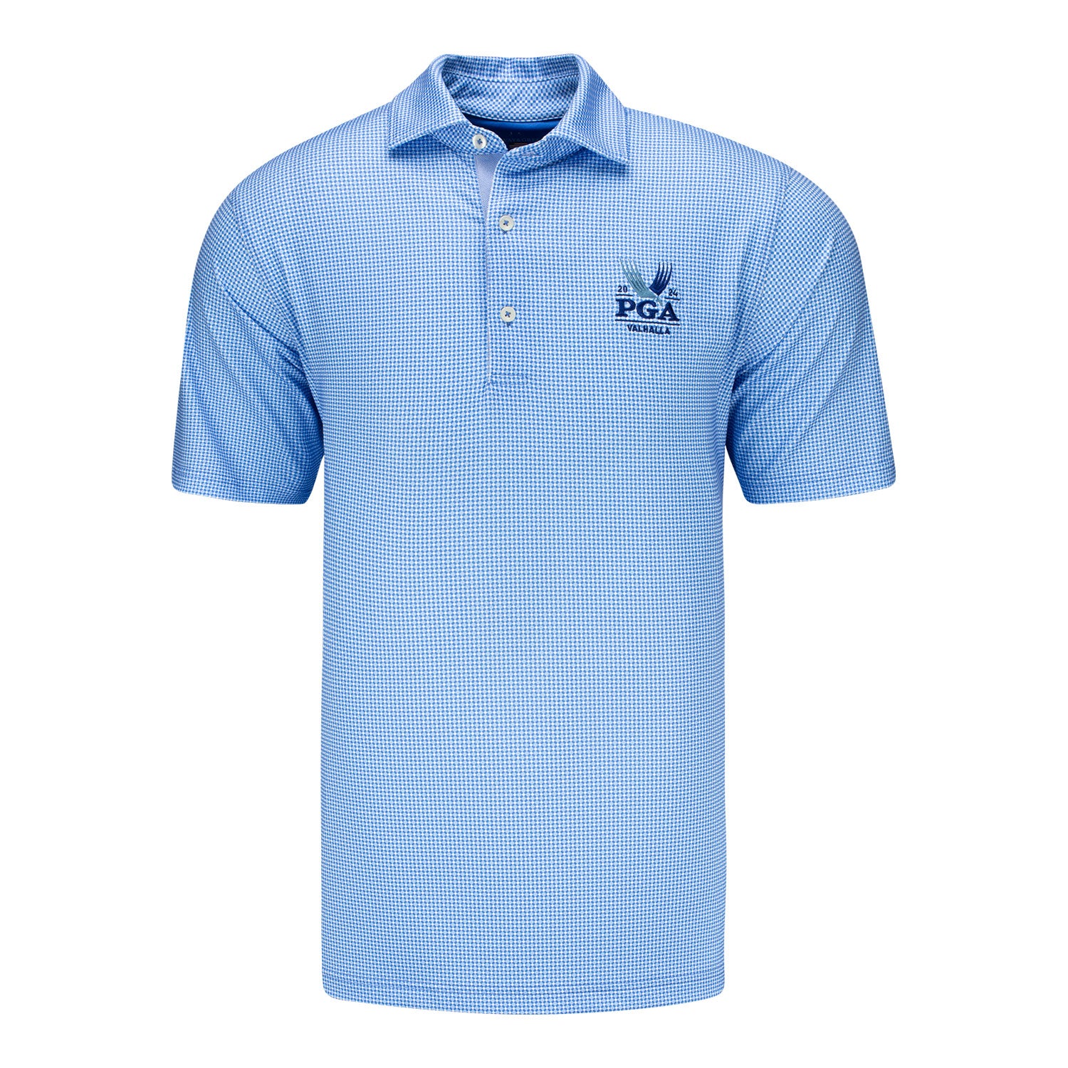 Fairway & Greene 2024 PGA Championship Dot Pattern Print Polo in Bluff - Front View