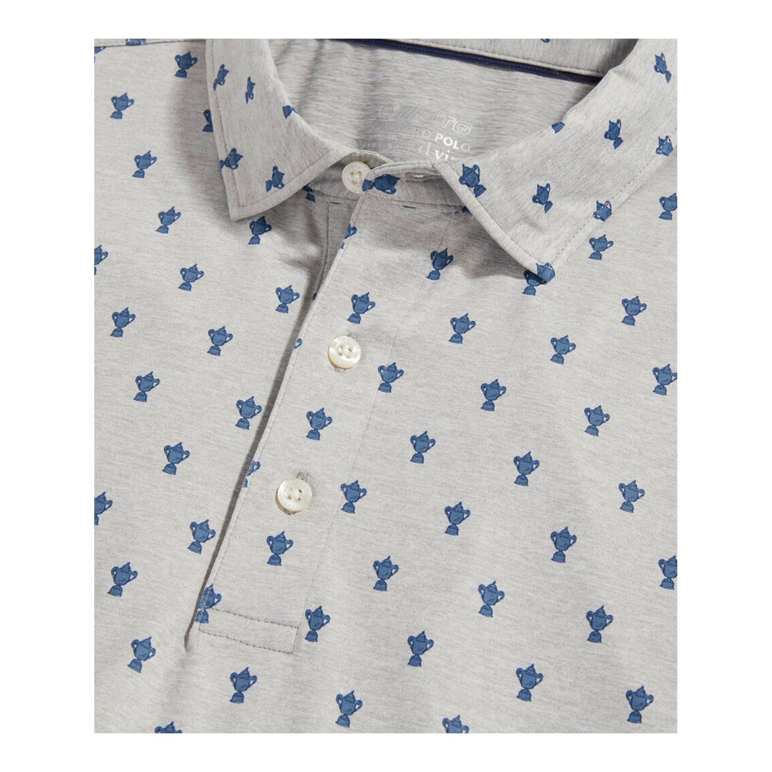 Vineyard Vines 2024 PGA Championship Wanamaker Trophy Polo in Grey - Front View