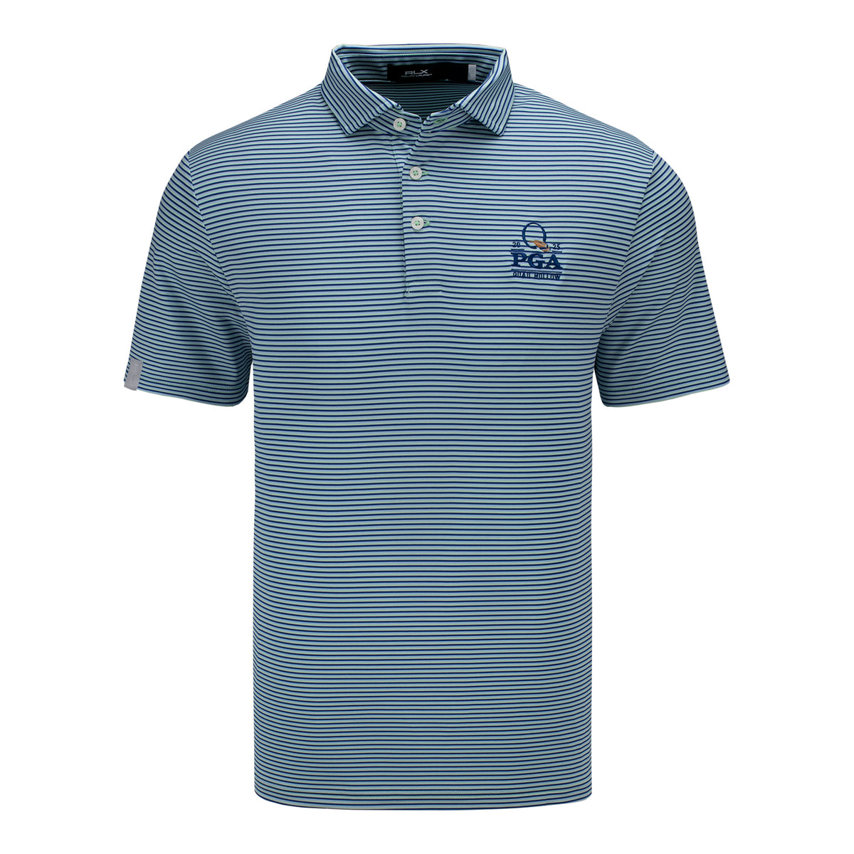 Ralph Lauren 2025 PGA Championship Lightweight Airflow Polo in Pastel Mint Stripe - Front View