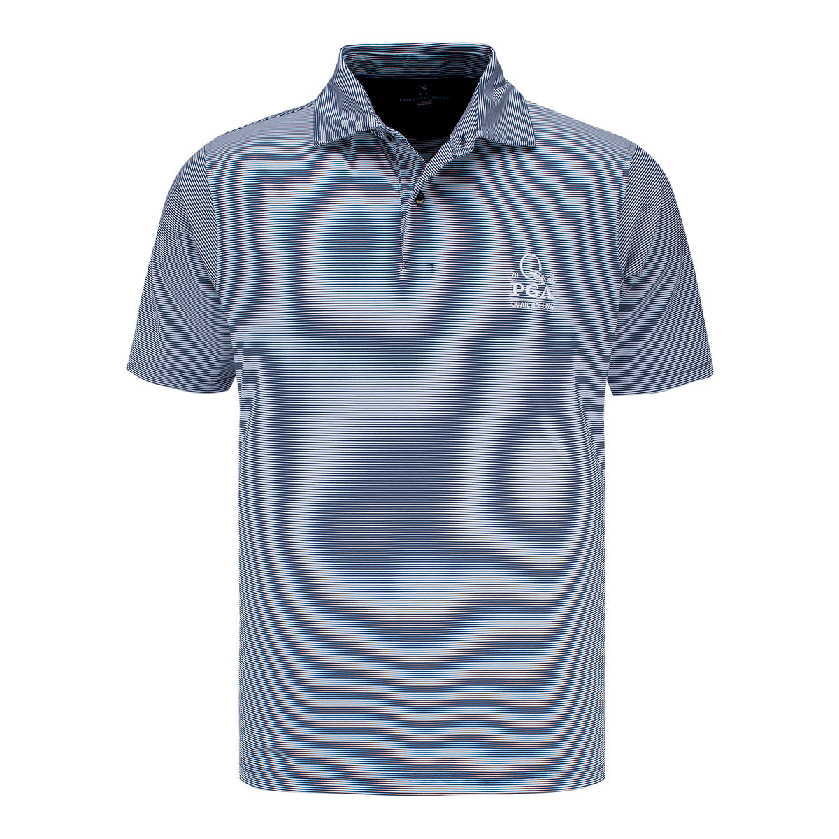 Fairway and Greene 2025 PGA Championship Mini Stripe Polo in Marine - Front View