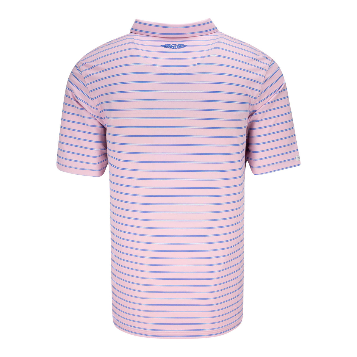 Straight Down 2025 PGA Championship Quintero Stripe Polo in Pink Lemonade - Back View