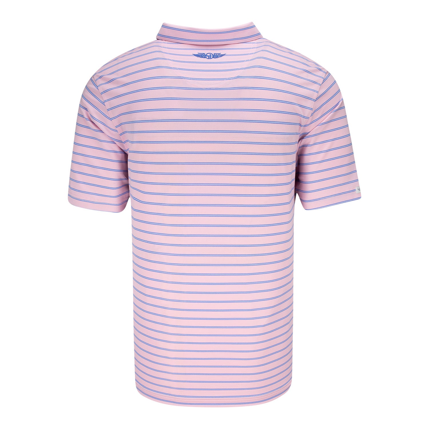 Straight Down 2025 PGA Championship Quintero Stripe Polo in Pink Lemonade - Front View