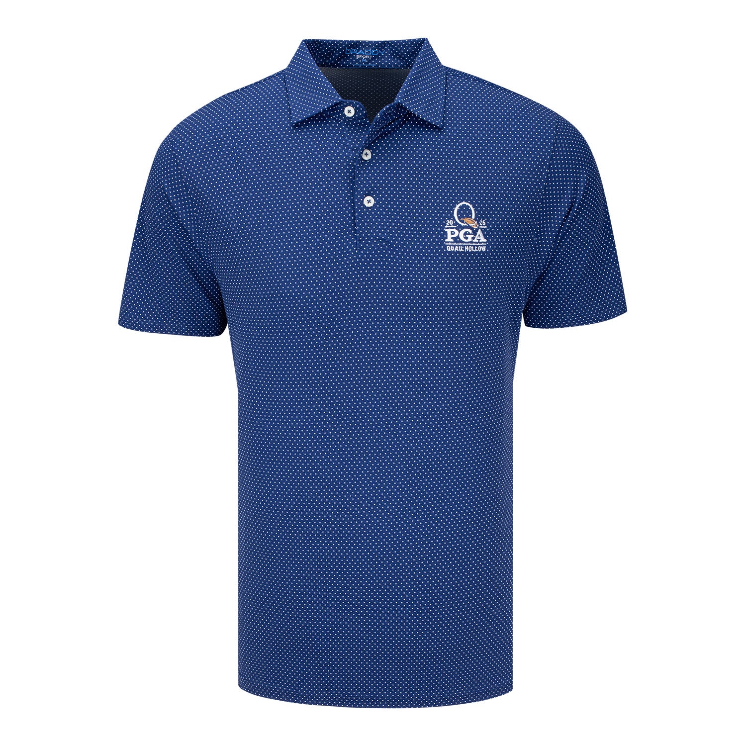 B. Draddy 2025 PGA Championship Captain Cool Polkadot Polo in Regal Blue - Front View