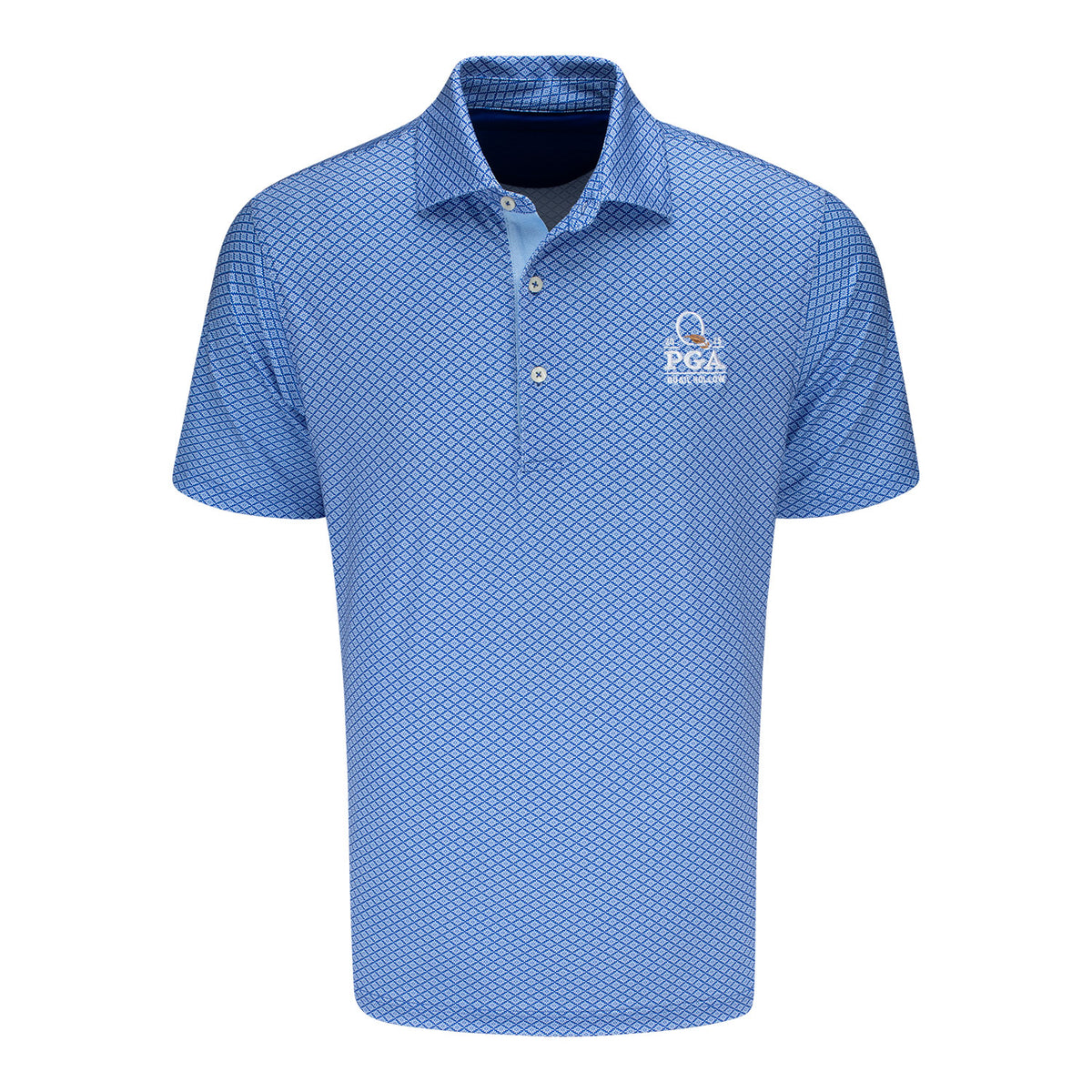 Fairway & Greene 2025 PGA Championship Palmetto Print Polo in True Blue - Front View