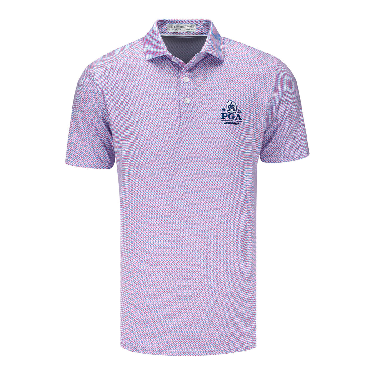 Holderness & Bourne 2026 PGA Championship Norman Polo in Cabernet and Horizon Blue - Front View
