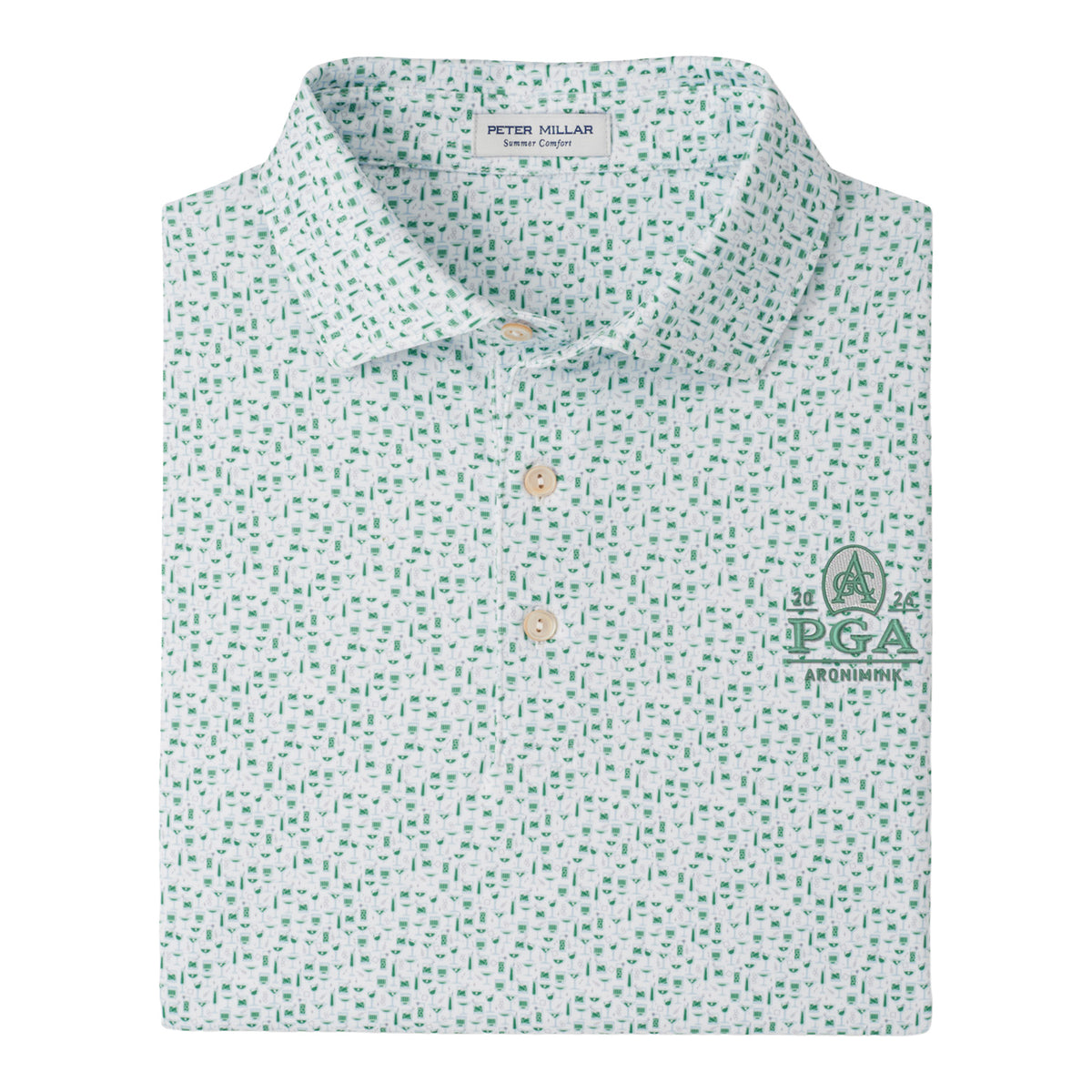 Peter Millar 2026 PGA Championship Hales Performance Jersey Polo in Sport Navy - Pattern Close Up