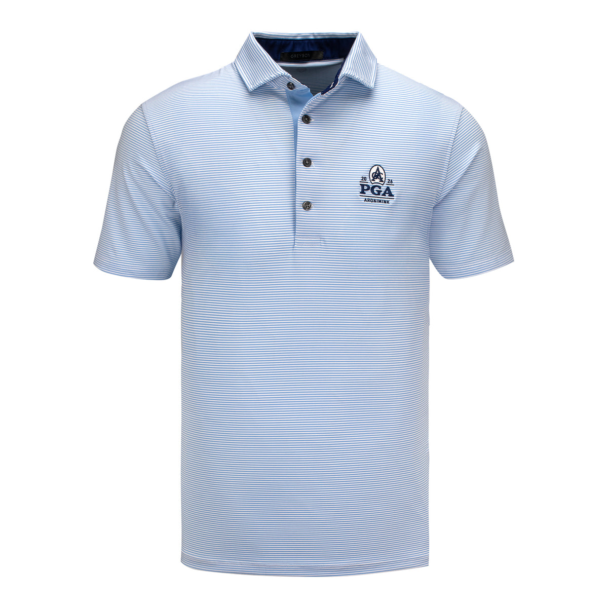 Greyson 2026 PGA Championship Saranac Polo in Wolf Blue and Arctic - Front View